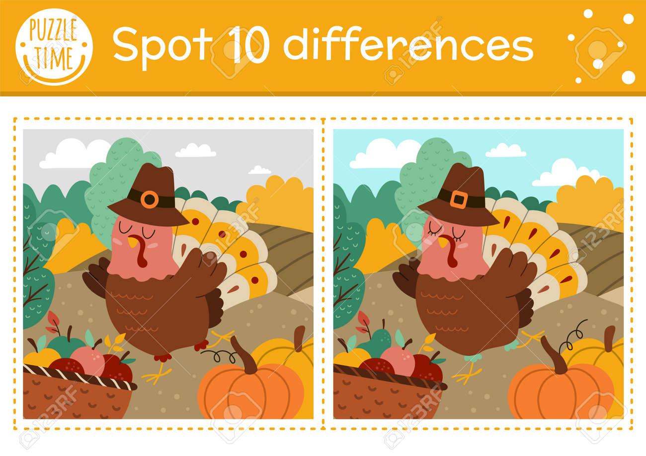 172384106 find differences game for children thanksgiving educational activity with funny turkey apple find differences game for children. thanksgiving educational