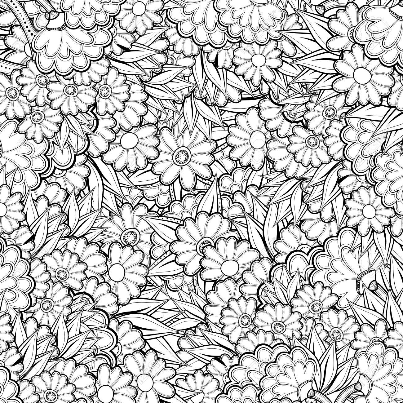 pattern with abstract flowers coloring book page for adult royalty free svg cliparts vectors and stock illustration image 50537534