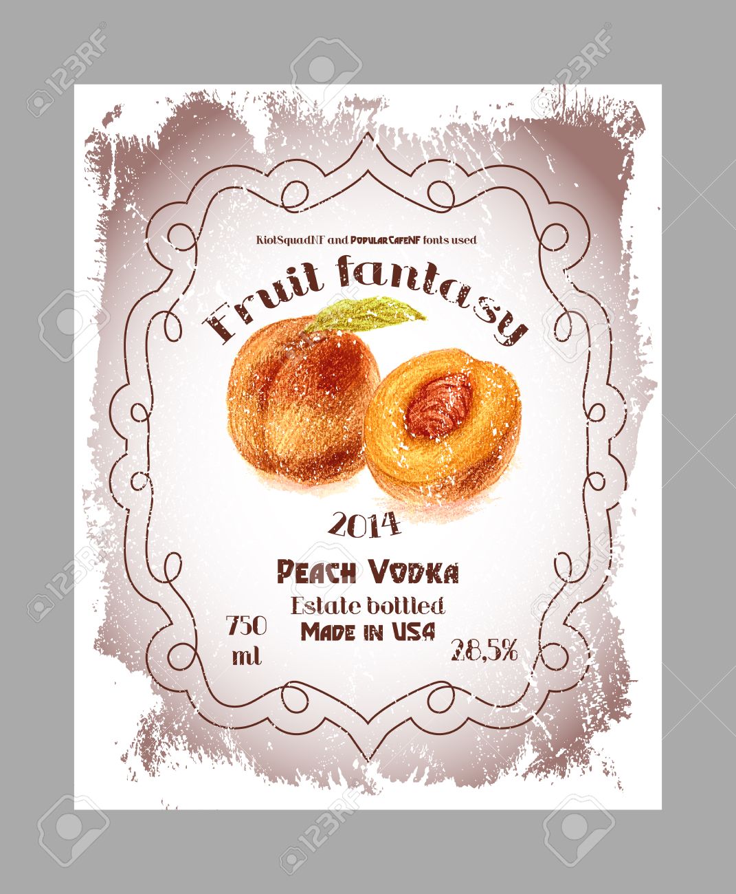 vintage fruit alcohol labels template peach vodka liquor or
