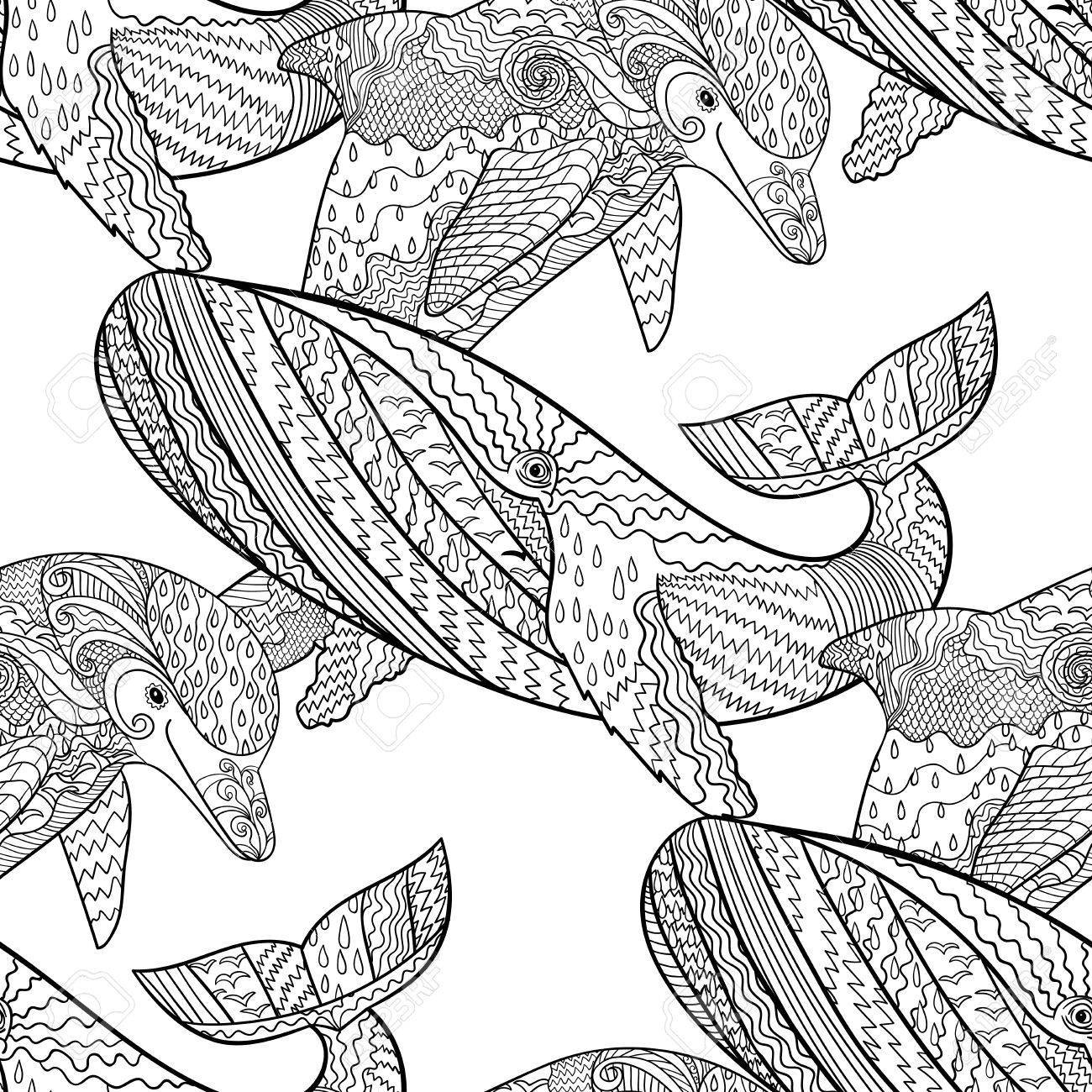 oceanic animal seamless pattern hand drawn tile texture with