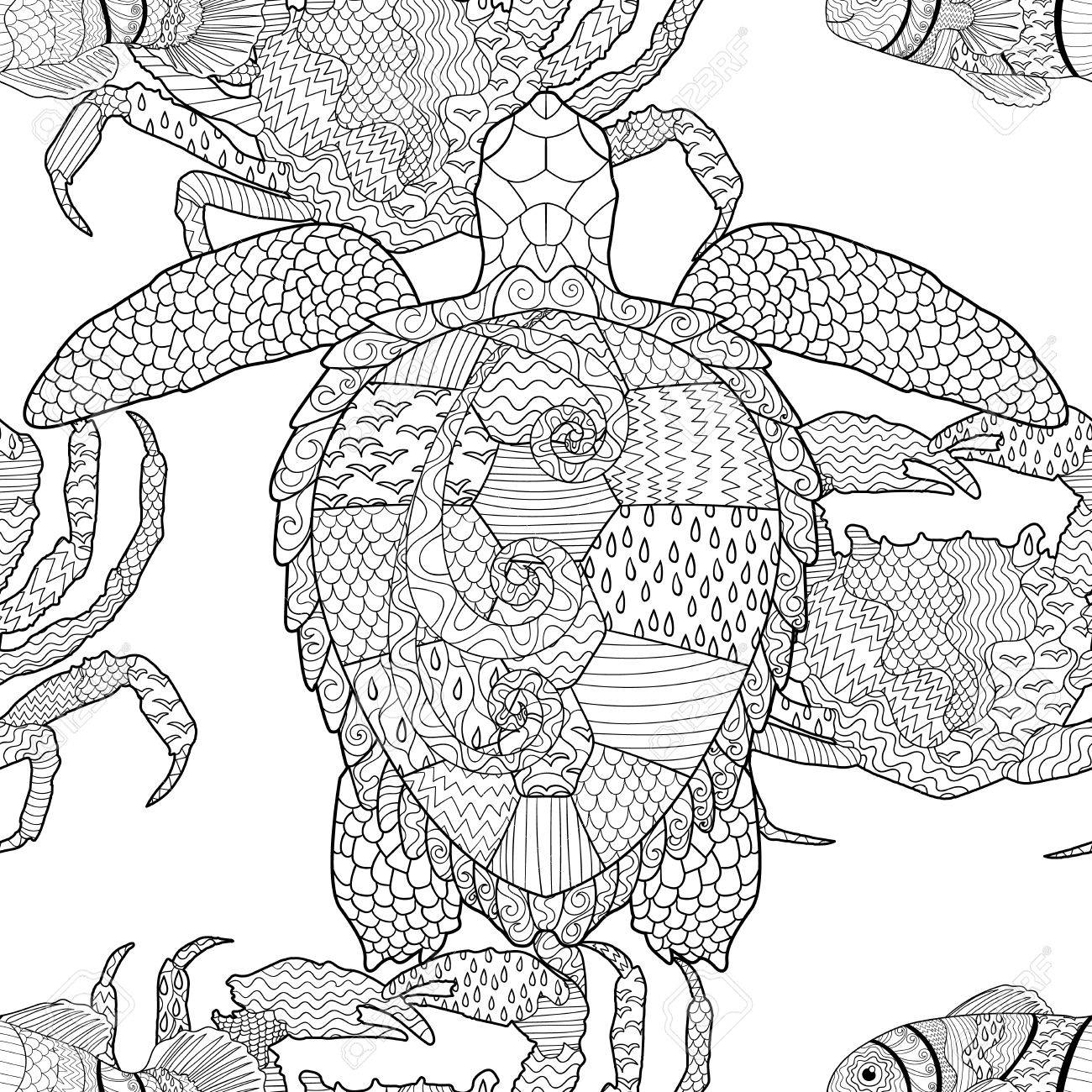 oceanic animals seamless pattern hand drawn tile texture with