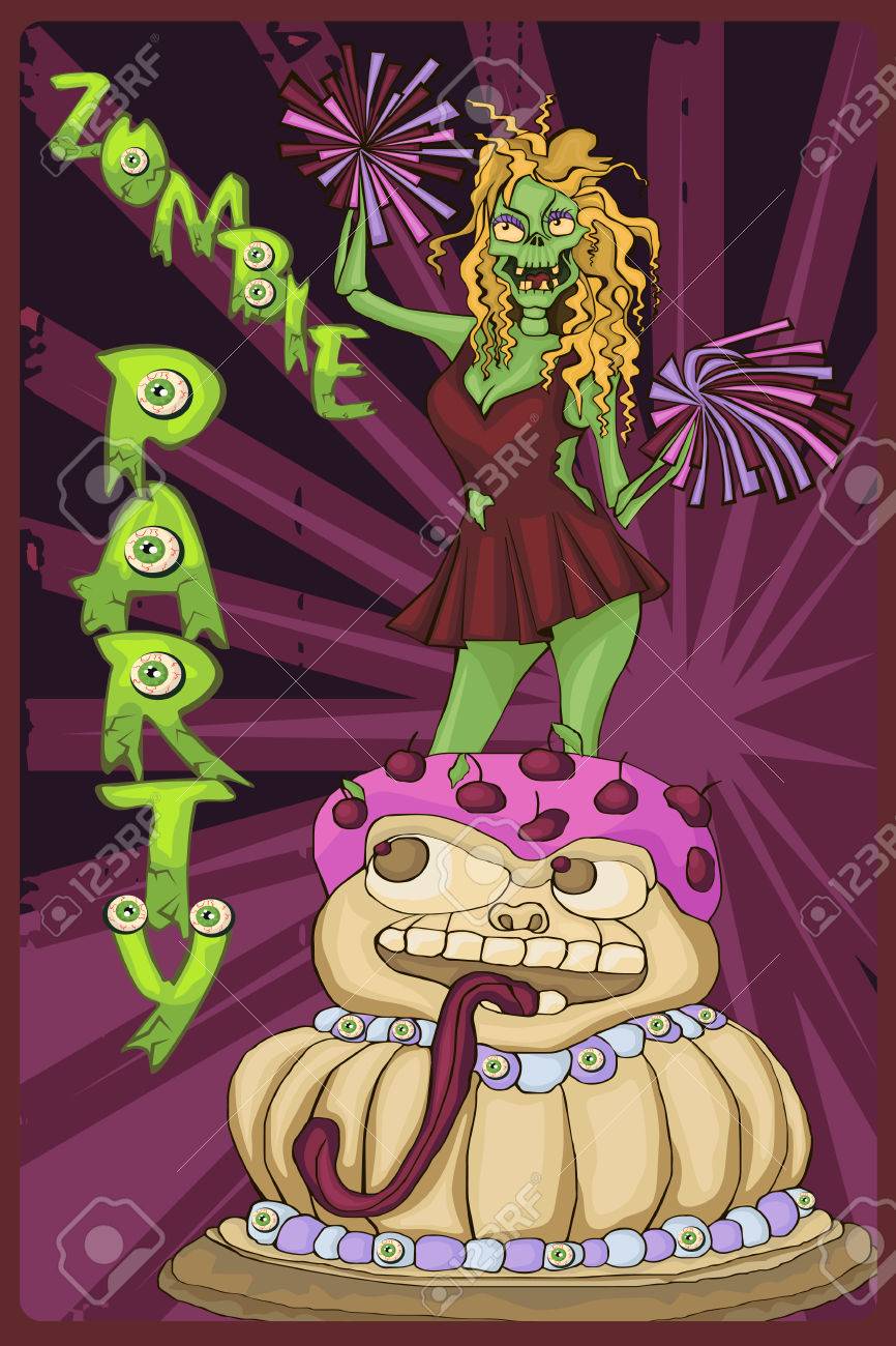 Zombie cheerleader cartoon
