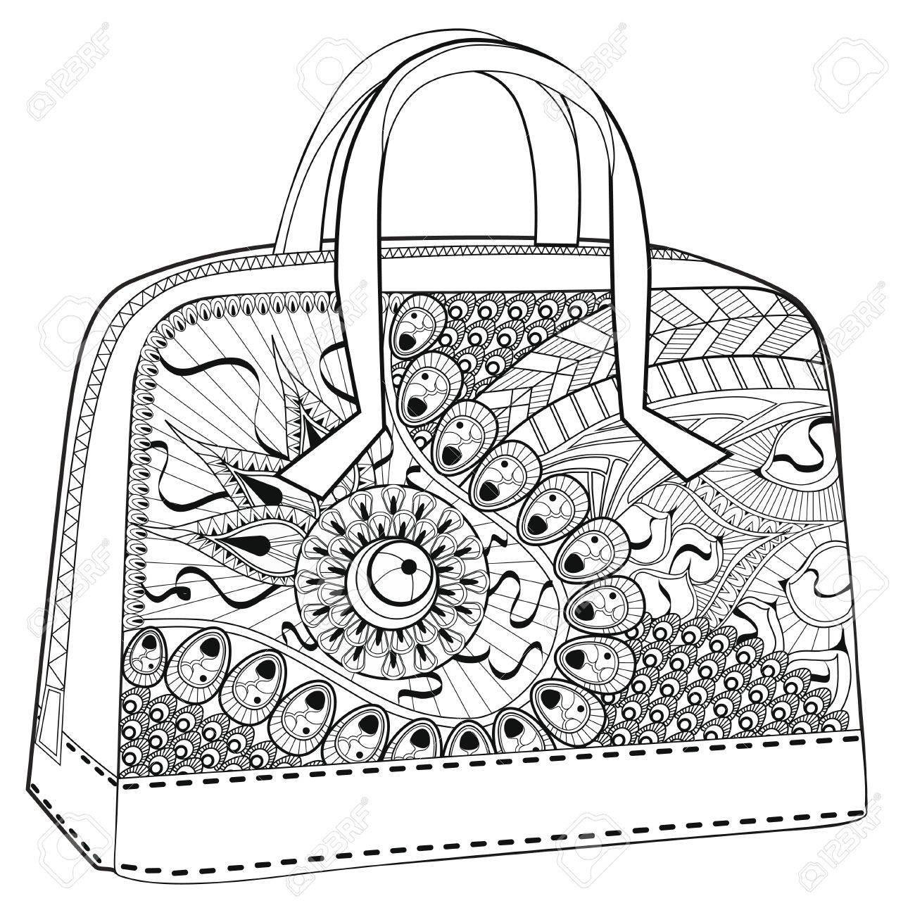 bag coloring for relaxation white background royalty free