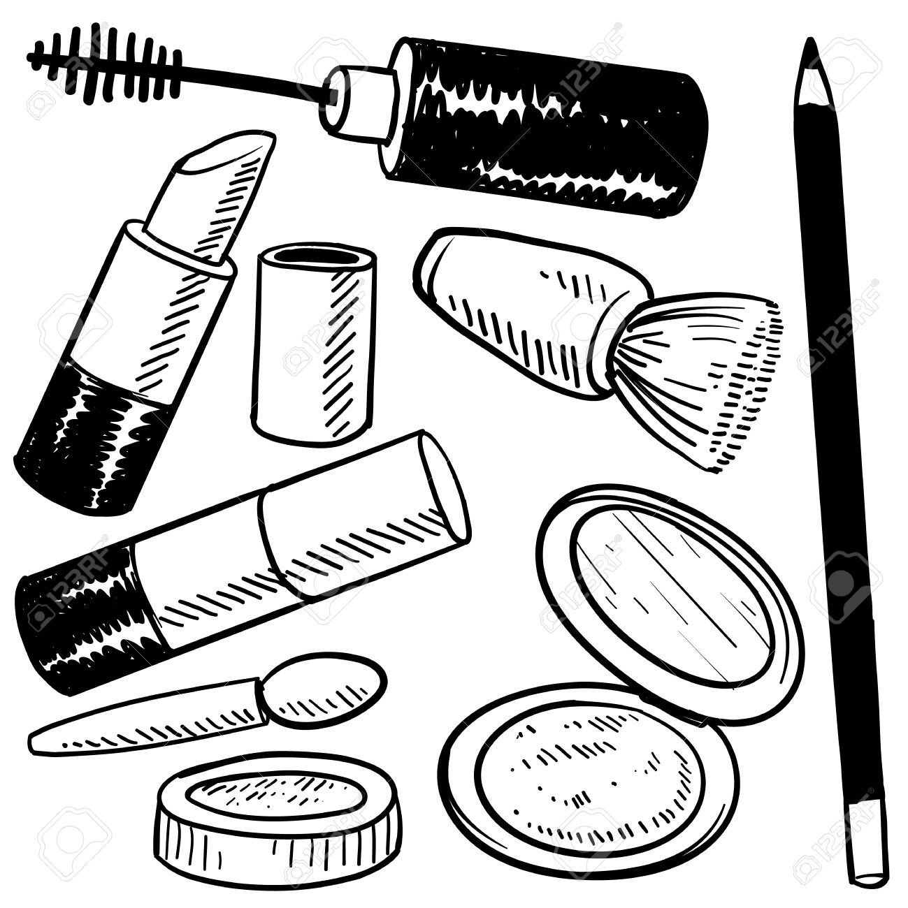 doodle style makeup items sketch in vector format set include vector images format