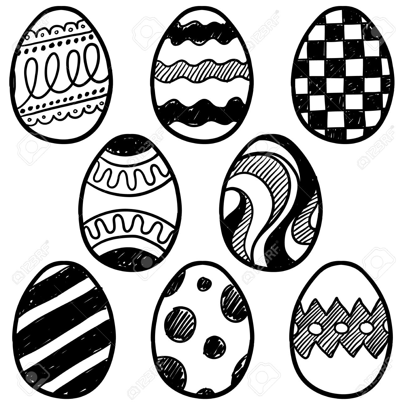 落書き卵ベクトルおよびファイルの簡単な拡張編集上のパターンの様々 なスタイルのイースターエッグ イラスト のイラスト素材 ベクタ Image