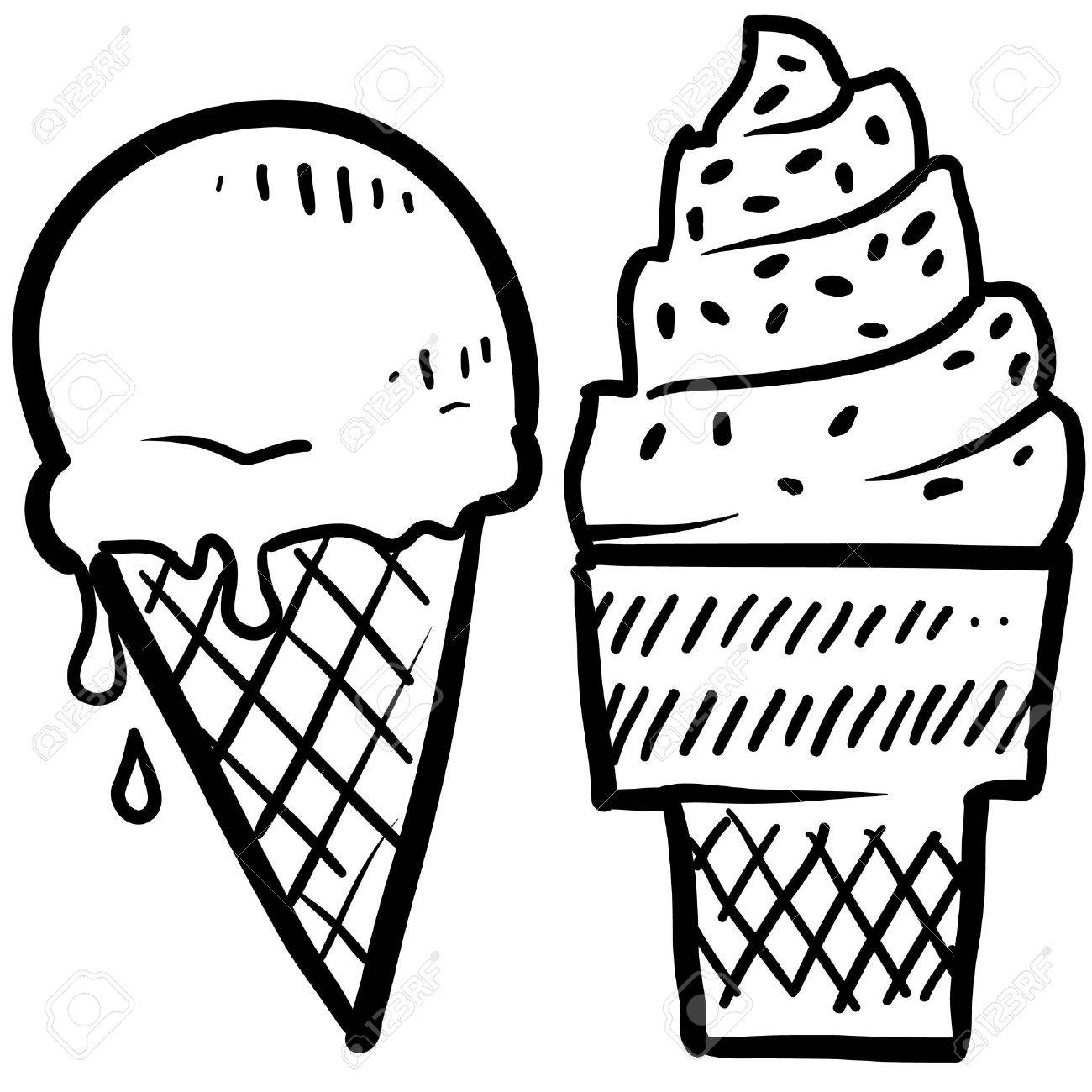 doodle ice cream cone frozen dessert style sketch in vector format vector images format