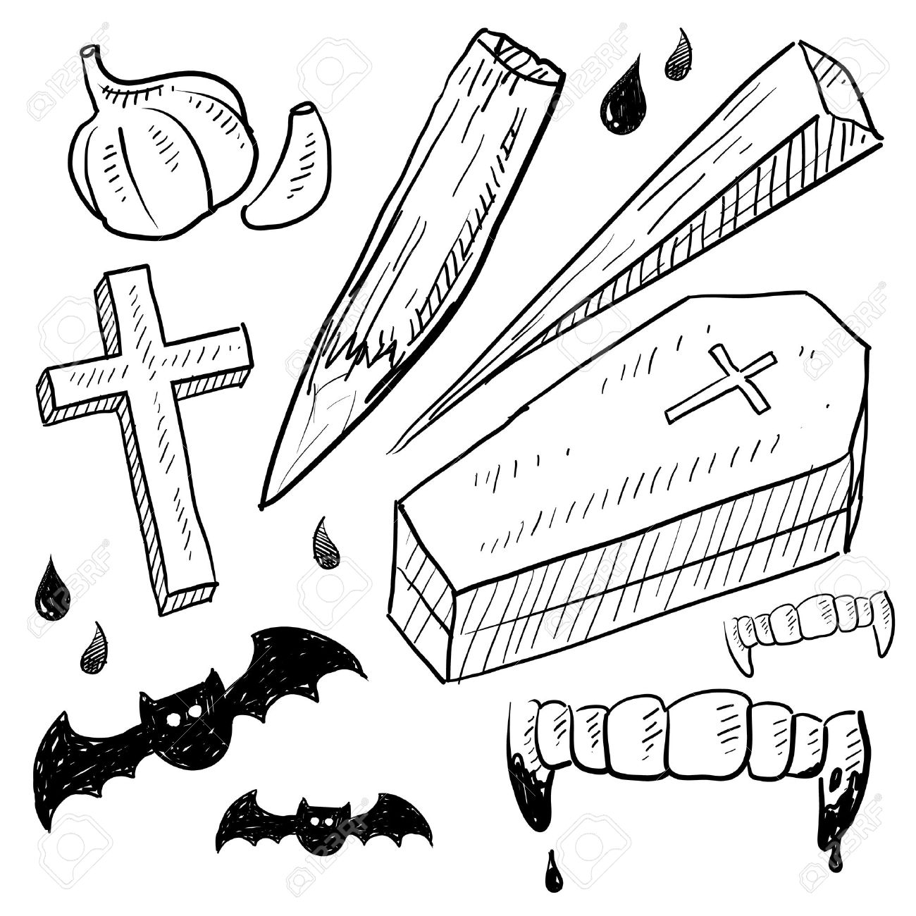 doodle style lore set in vector format includes coffin vector images format