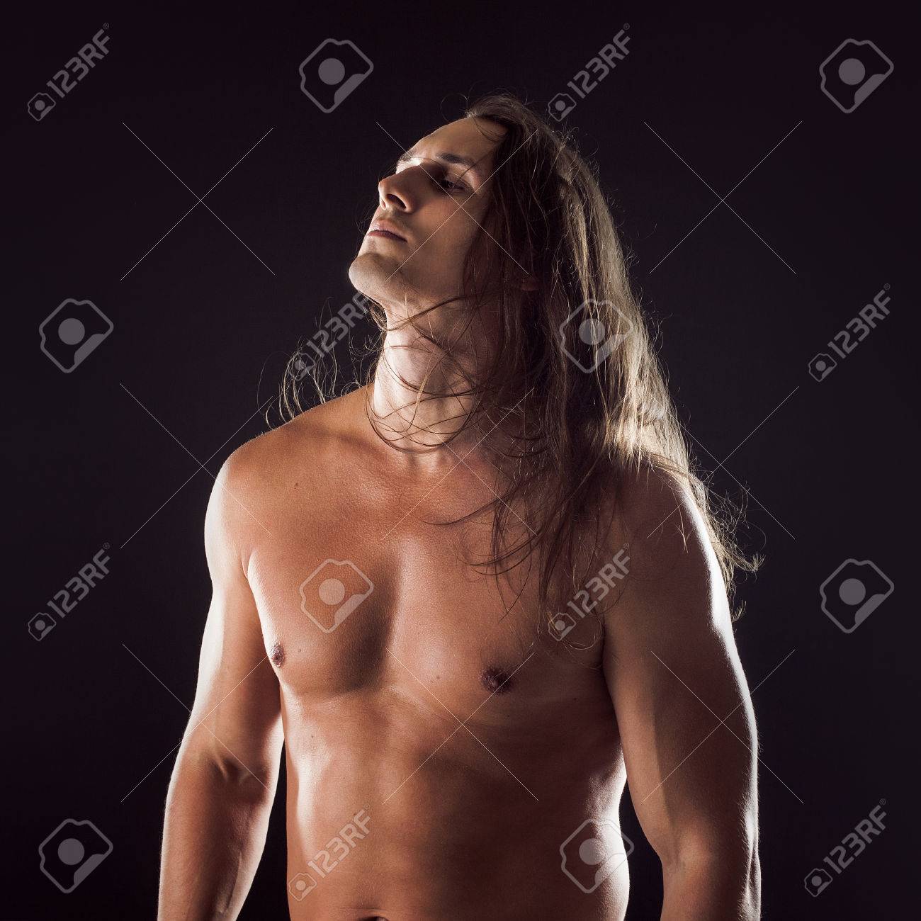 Attractive Young Male Athletic Body Type Long Hair Stock Photo