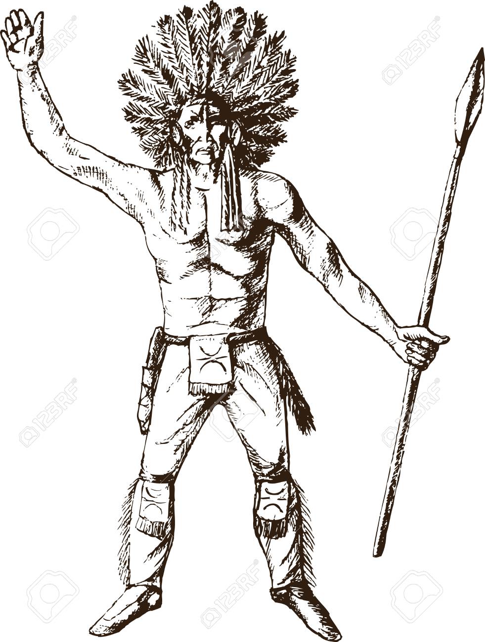 The Vector Drawing Of An Ancient Indian Warrior. Royalty Free SVG,  Cliparts, Vectors, and Stock Illustration. Image 80395103., image size:981x1300