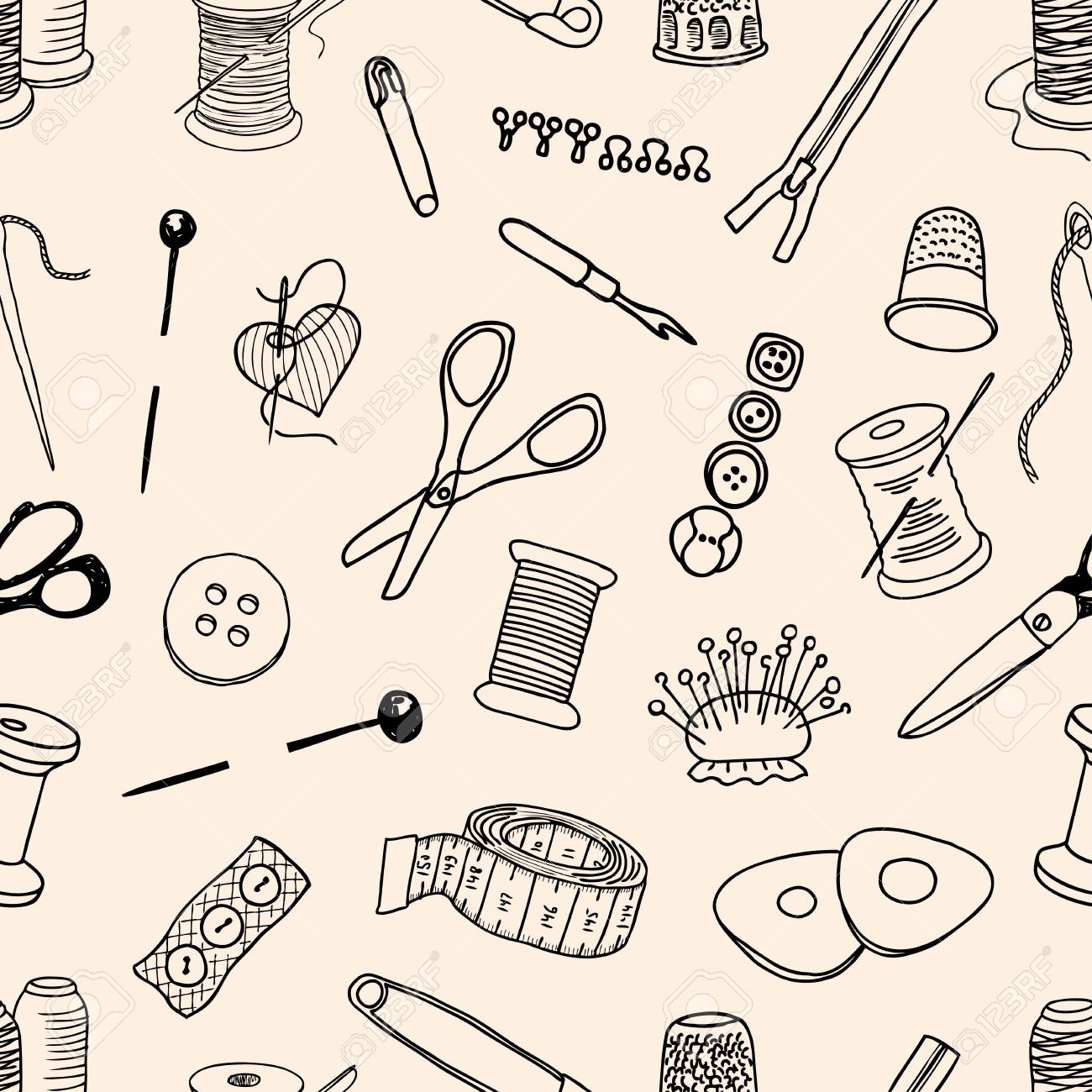 Vector Pattern Of The Sewing Kit Royalty Free Svg Cliparts Vectors And Stock Illustration Image
