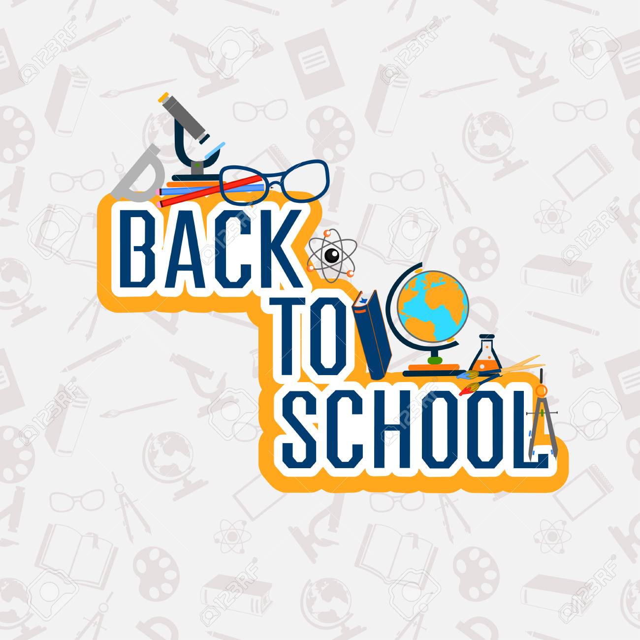 back to school color background with school subjects vector