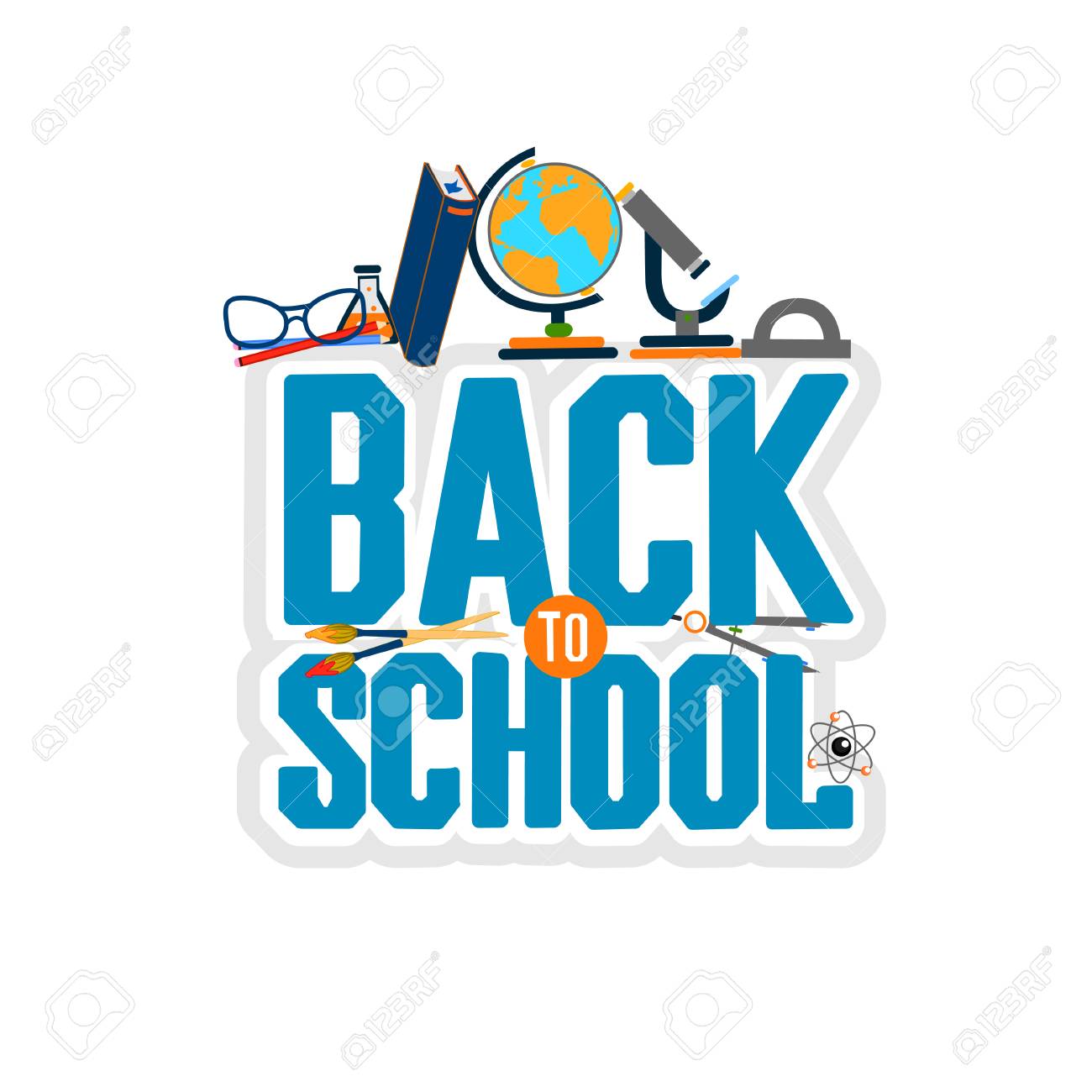 back to school color background with school subjects vector back to school invitation template
