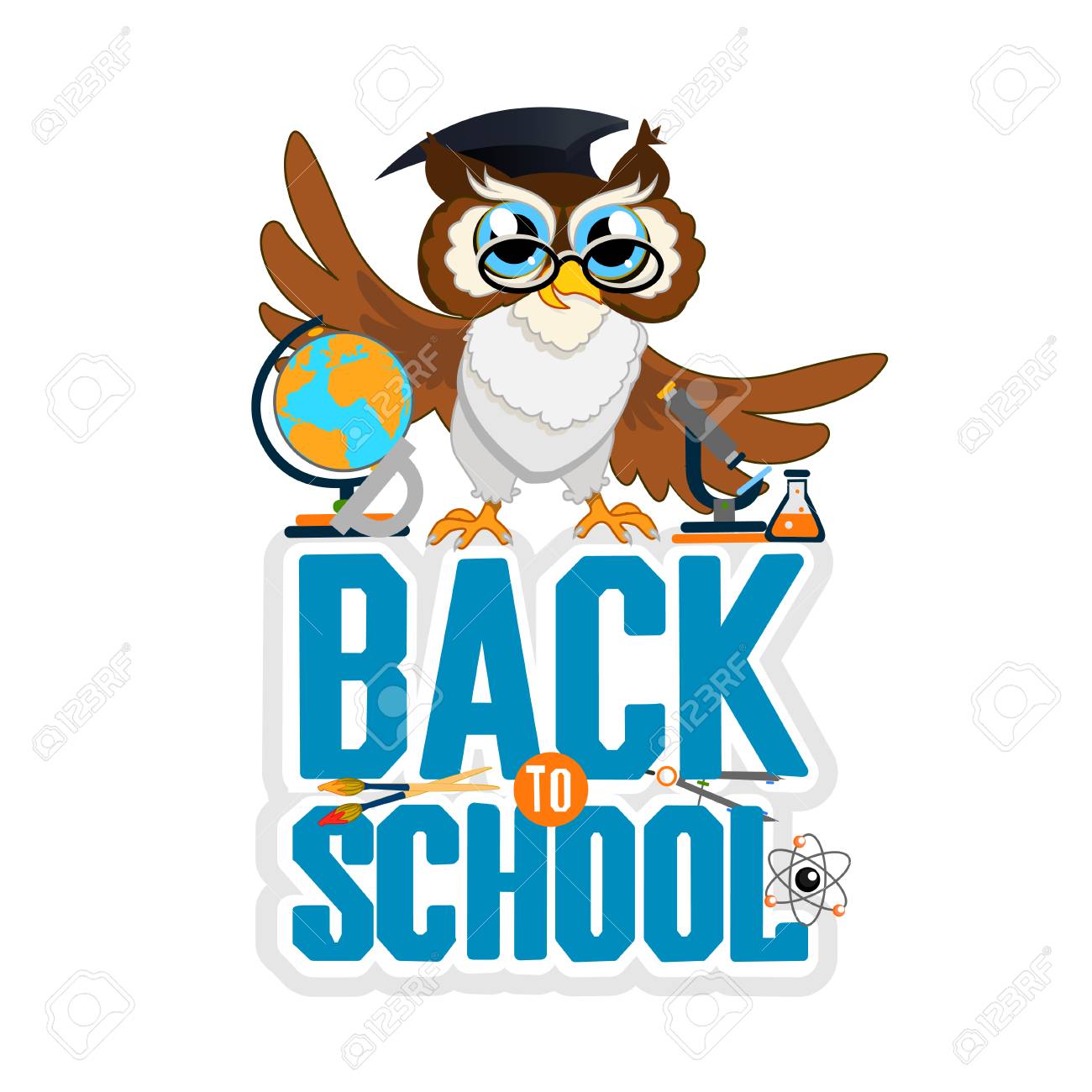 back to school color background with owl vector invitation template back to school invitation template