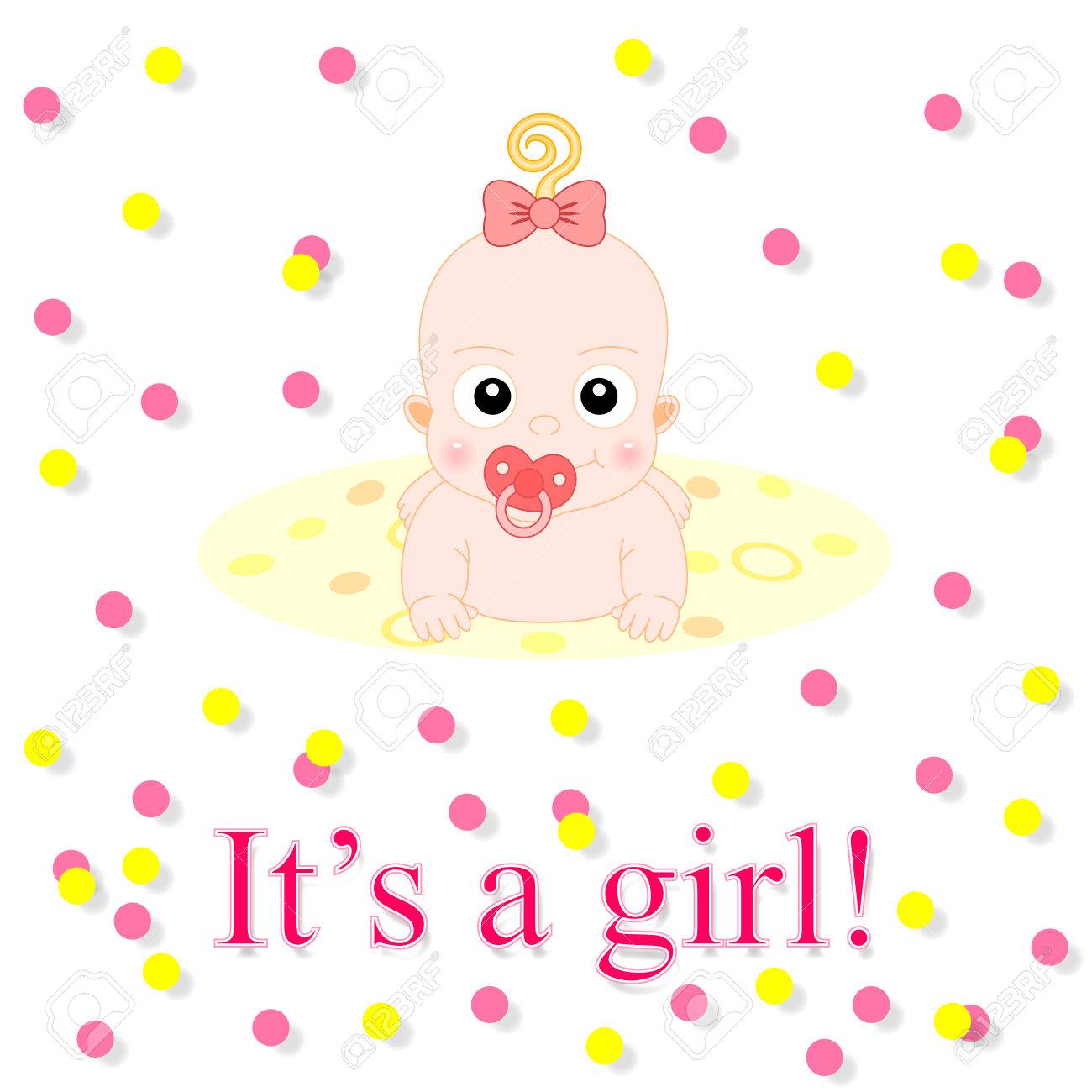 Baby Card. Its A Girl Theme With Cute 
