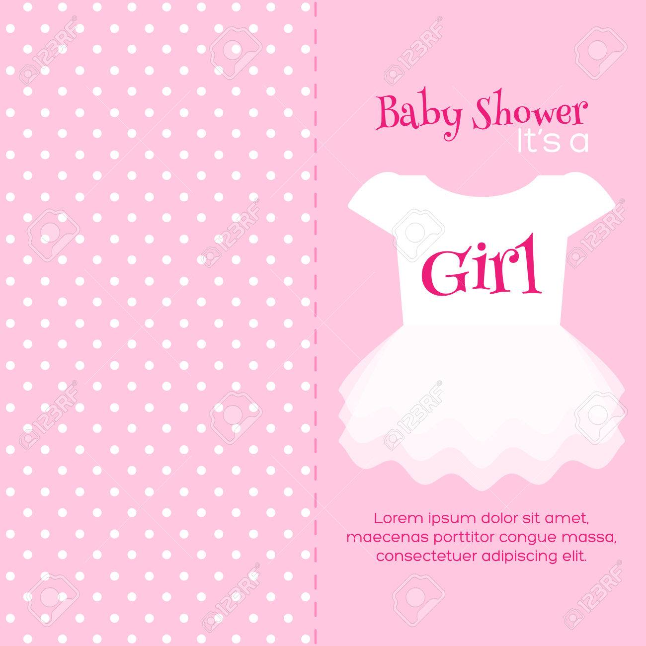 赤ちゃんの少女シャワーの招待状 ピンクのテンプレート ロイヤリティ