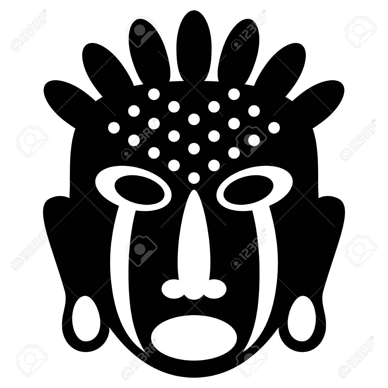 african masks isolated on white vector icons for tribal designs