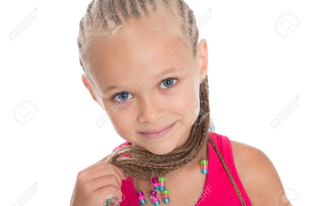 Portrait Of Little Cute Girl With Dreadlocks