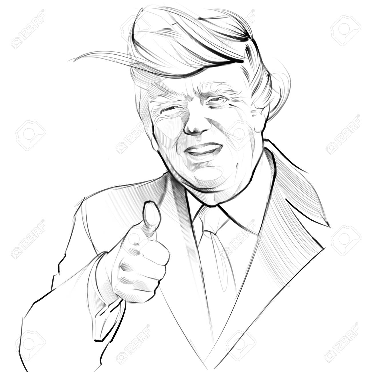 アメリカのドナルド・トランプ大統領のデジタルイラストの肖像画の写真素材・画像素材 Image 137200357