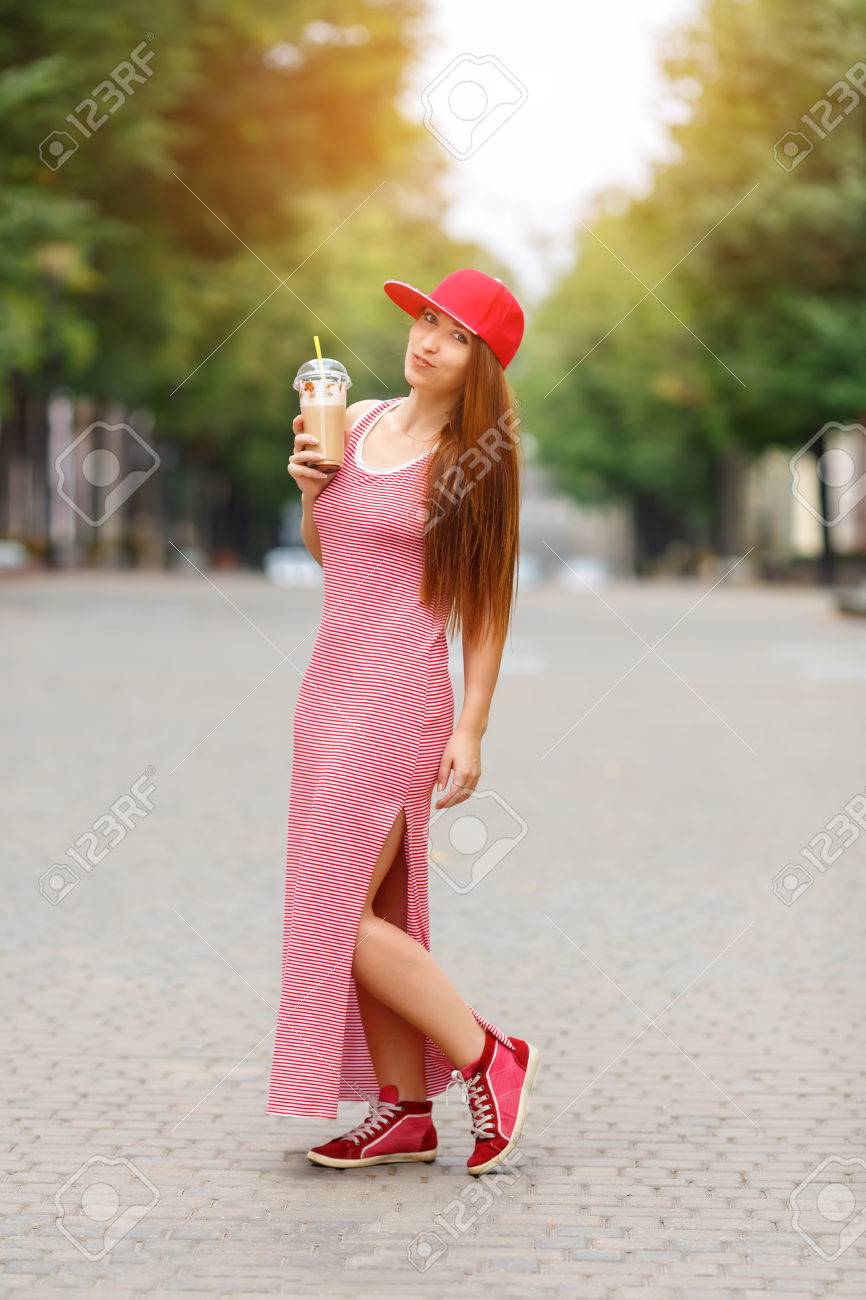 red cap outfit
