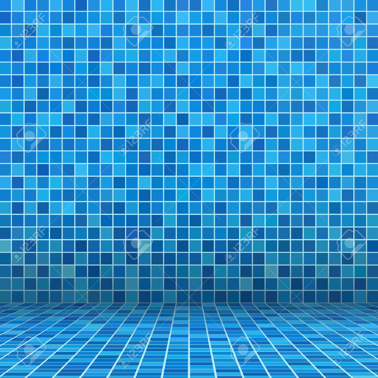 Azul Mosaico De Baldosas De Cerámica En La Ilustraciones Svg, Vectoriales, Clip Art Libre De Derechos. Image