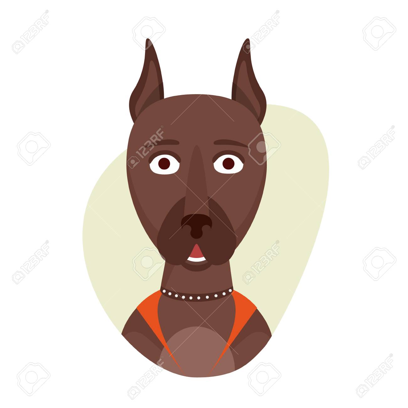 Cartoon Doberman Chien Mignon Objets Isolés Sur Fond Blanc Dans Un Style De Dessin Animé Plat Illustration