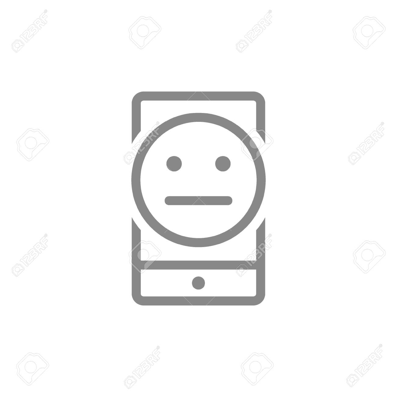 smartphone with neutral face line icon client unsatisfaction royalty free cliparts vectors and stock illustration image 143043645 smartphone with neutral face line icon client unsatisfaction