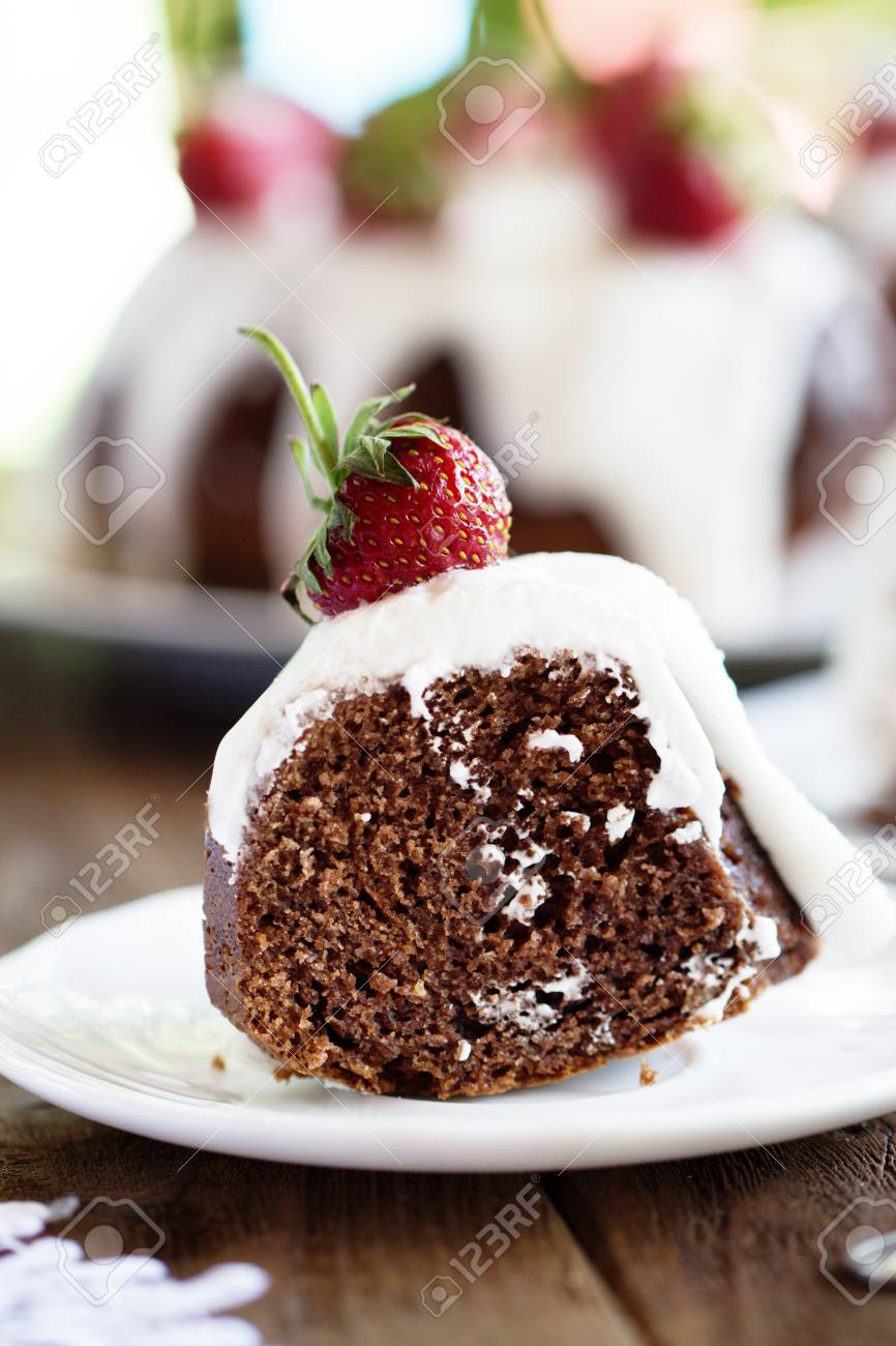 Homemade Chocolate Cake Decorated With Strawberries Brownie