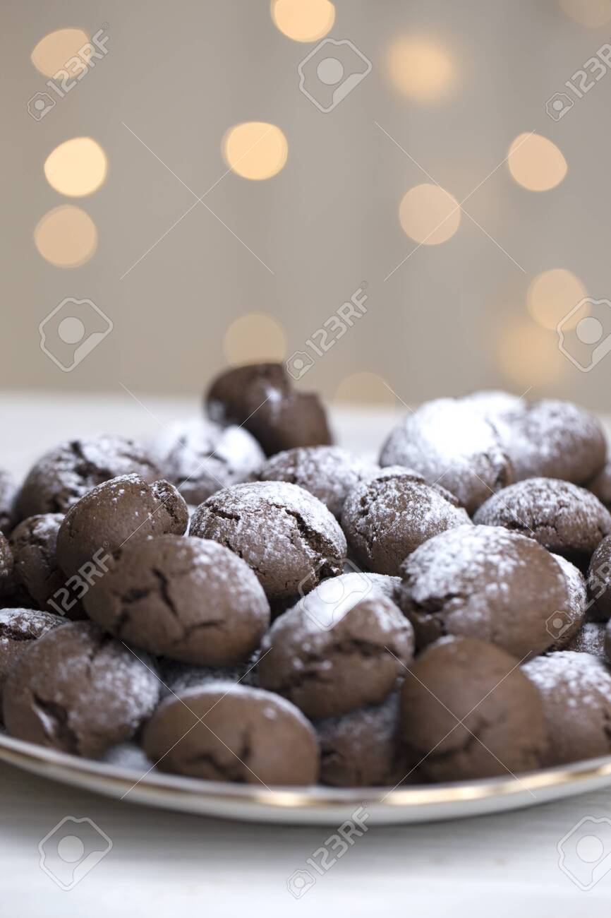 Chocolate Brownie Cookies In Powdered Sugar Chocolate Cookies Stock Photo Picture And Royalty Free Image Image 135085895