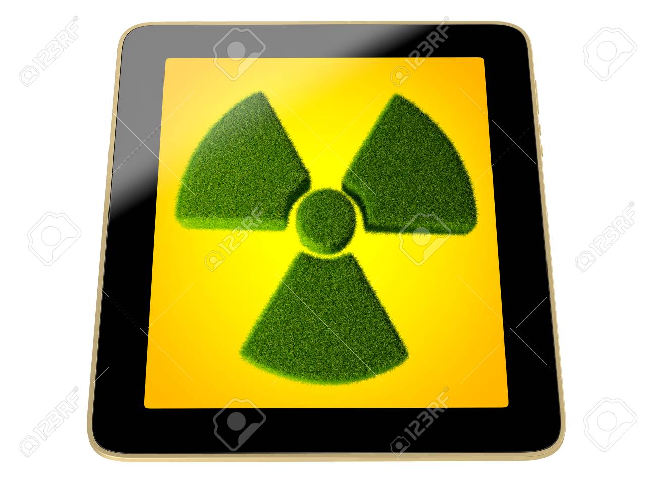 tablet with radioactivity symbol