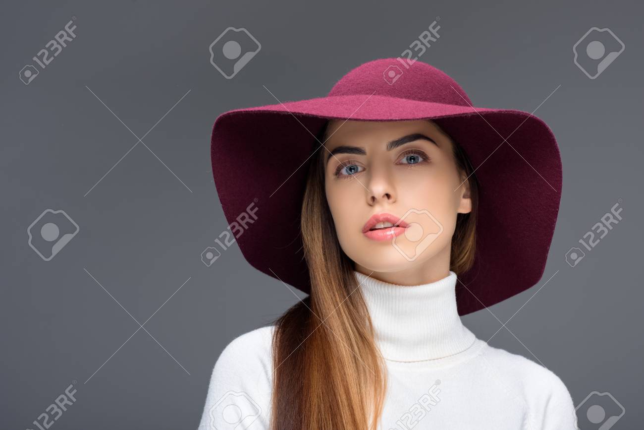 burgundy felt hat