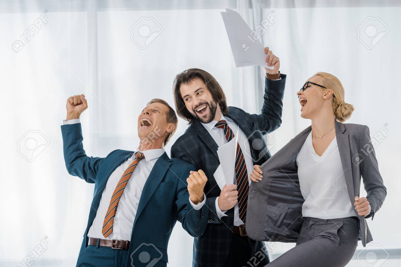 Happy Office Workers Rejoicing Great Deal In Office Stock Photo Picture And Royalty Free Image Image 111826608