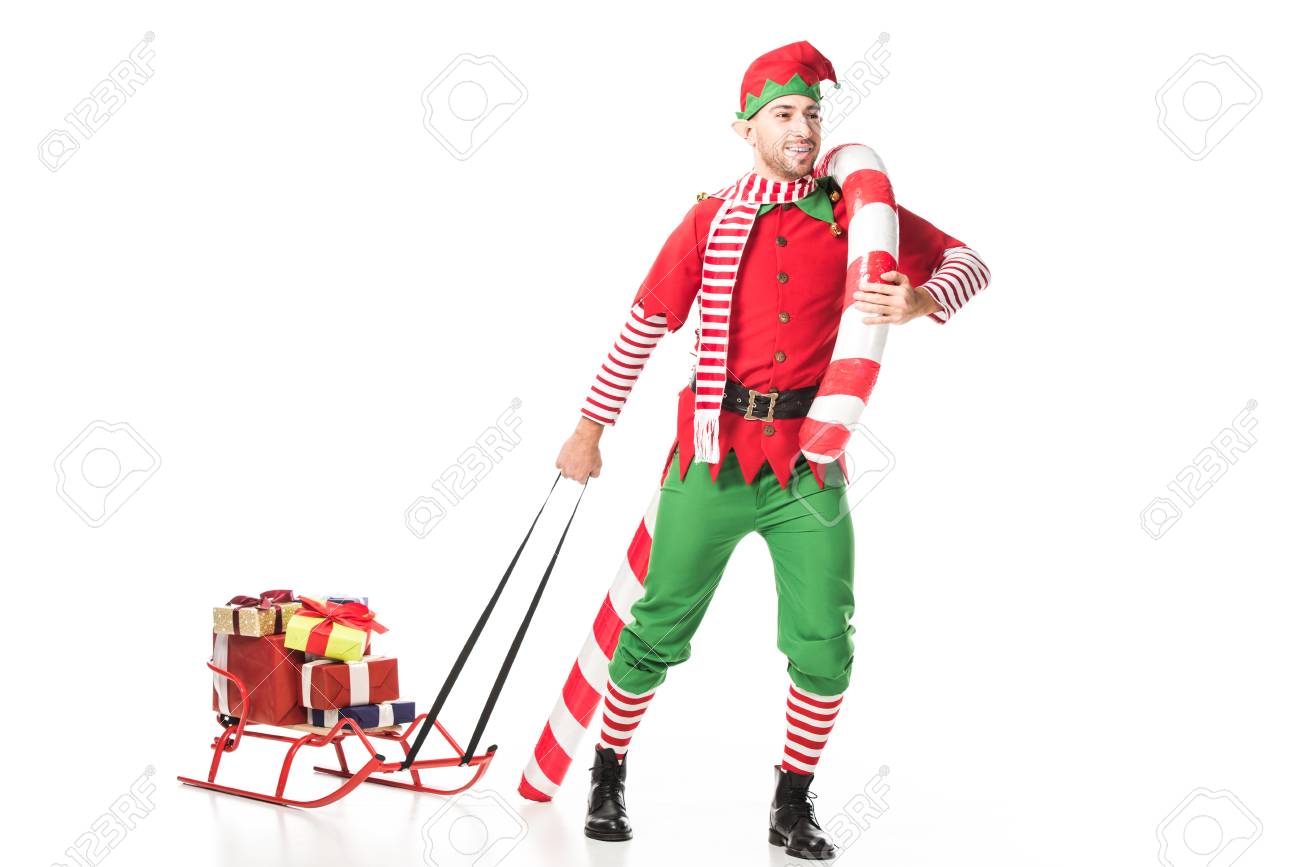 santa carrying elf costume