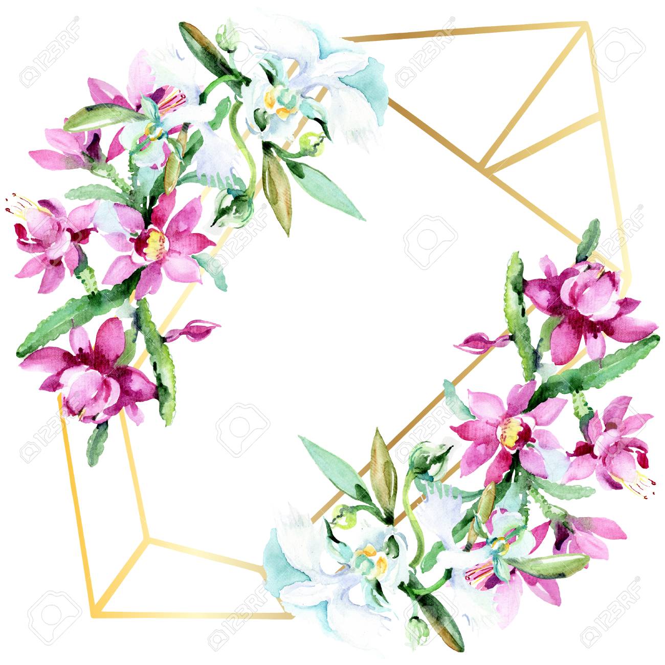 Bouquet Watercolor Background Illustration Set Watercolour