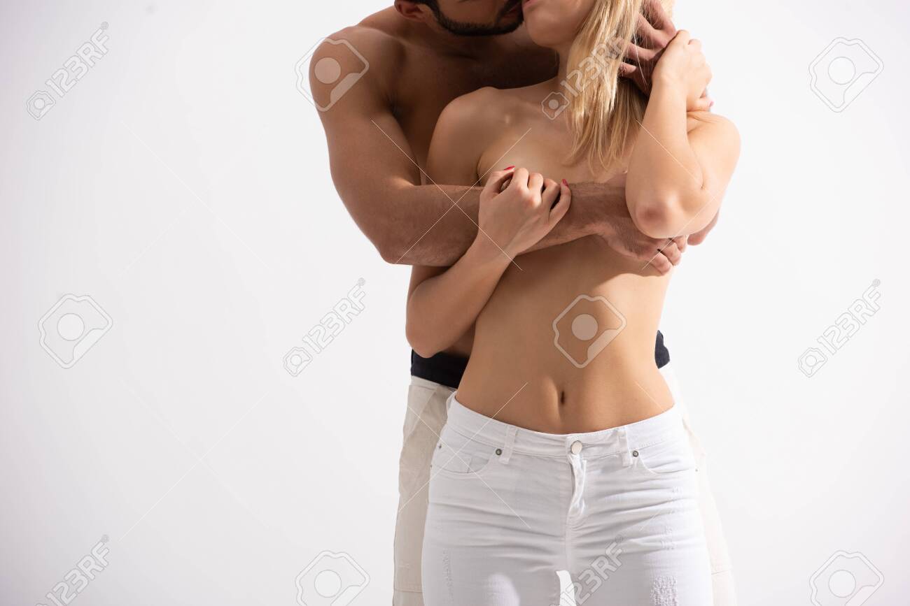Sensual Man Covering Breasts