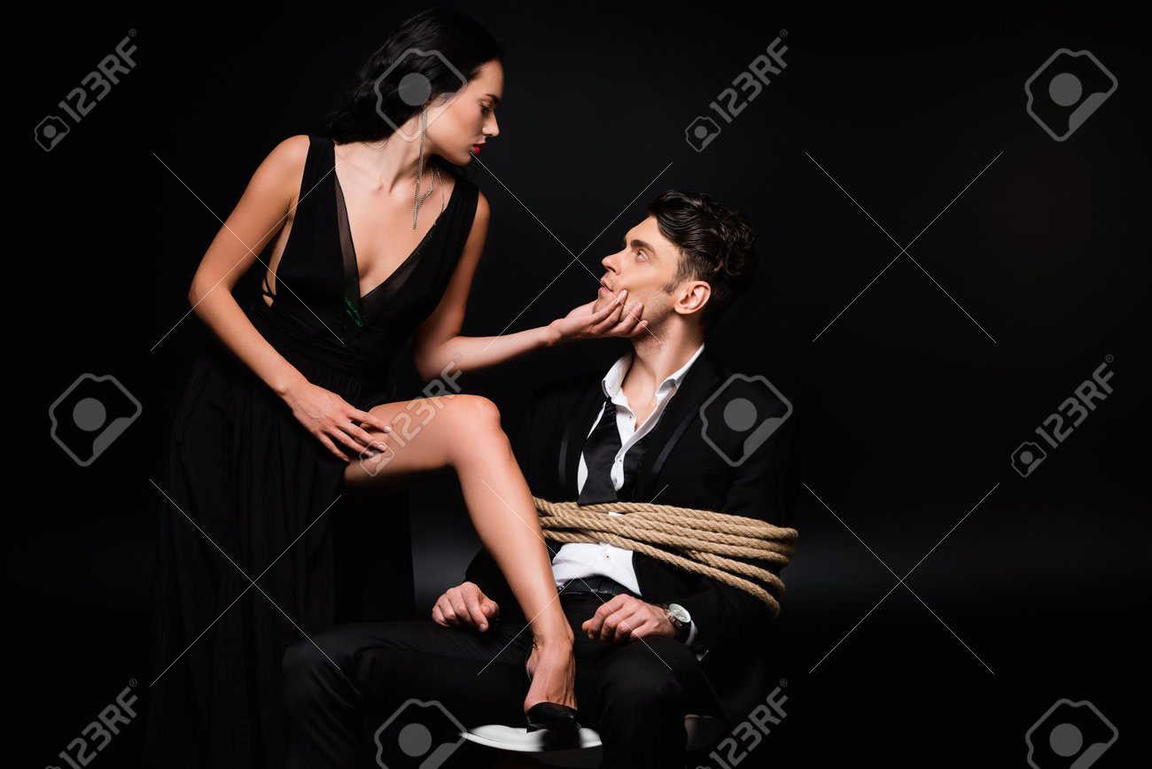 Seductive Woman In Dress Touching Face