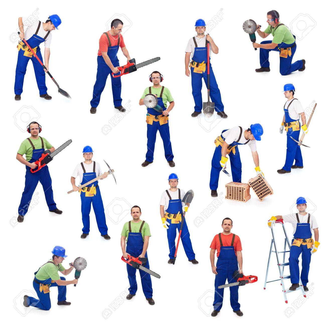 Workers from the construction industry - with various tools, isolated - 19989801 Workers from the construction industry - with various tools, isolated - 19989801