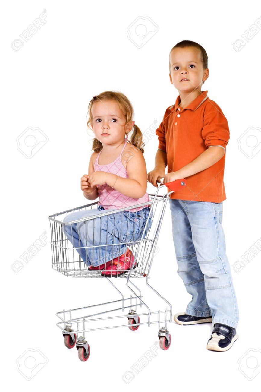 boy and girl shopping