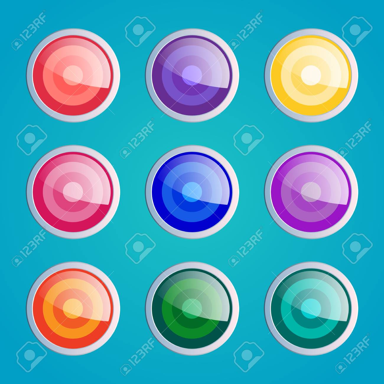 Circle Buttons Set, App Icons With Different Color Textures ... Circle Buttons Set, App Icons With Different Color Textures ...