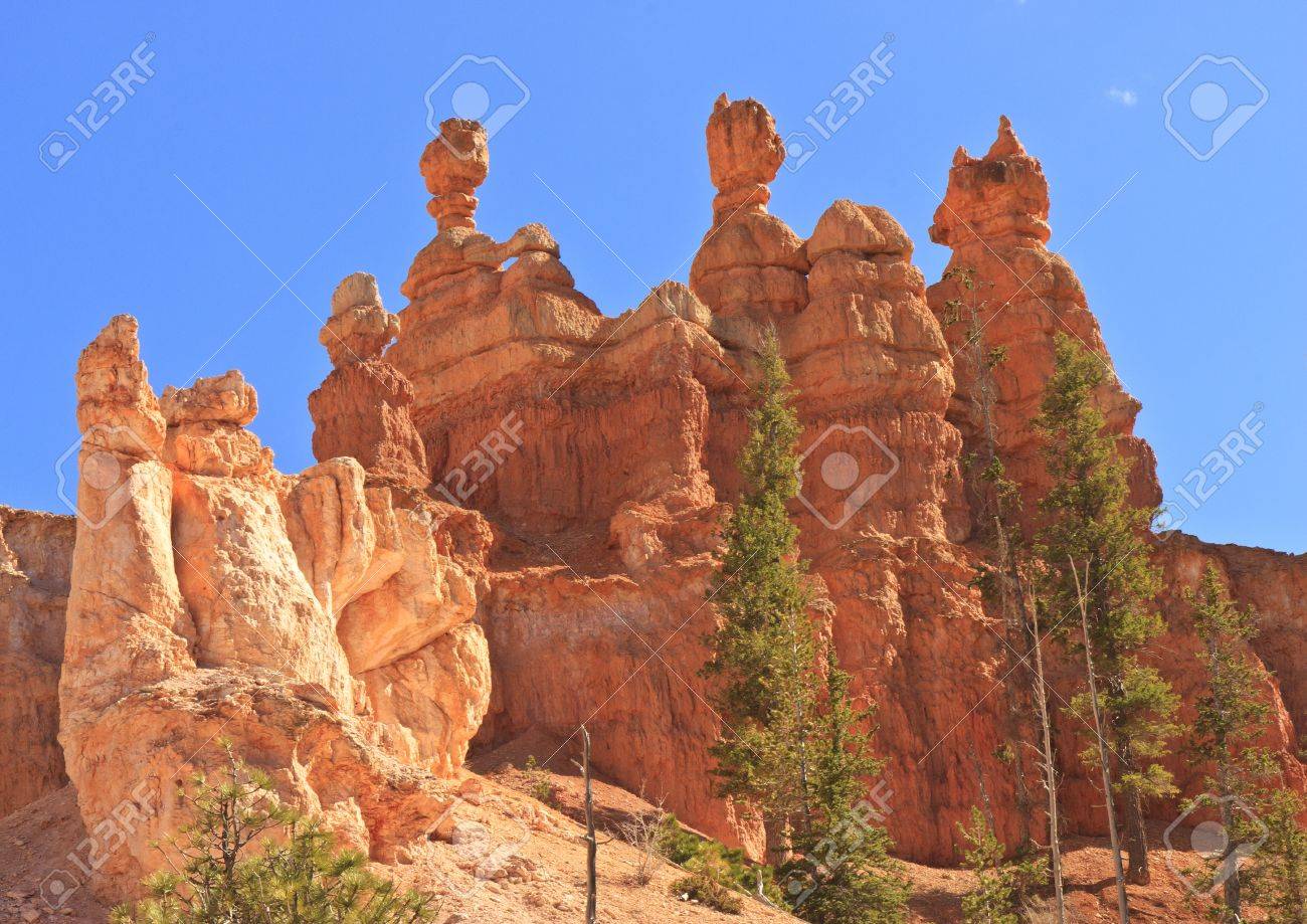 A series of hoodoos waits in the afternoon sun in Bryce Canyon National Park, Utah - 17454768 A series of hoodoos waits in the afternoon sun in Bryce Canyon National Park, Utah - 17454768