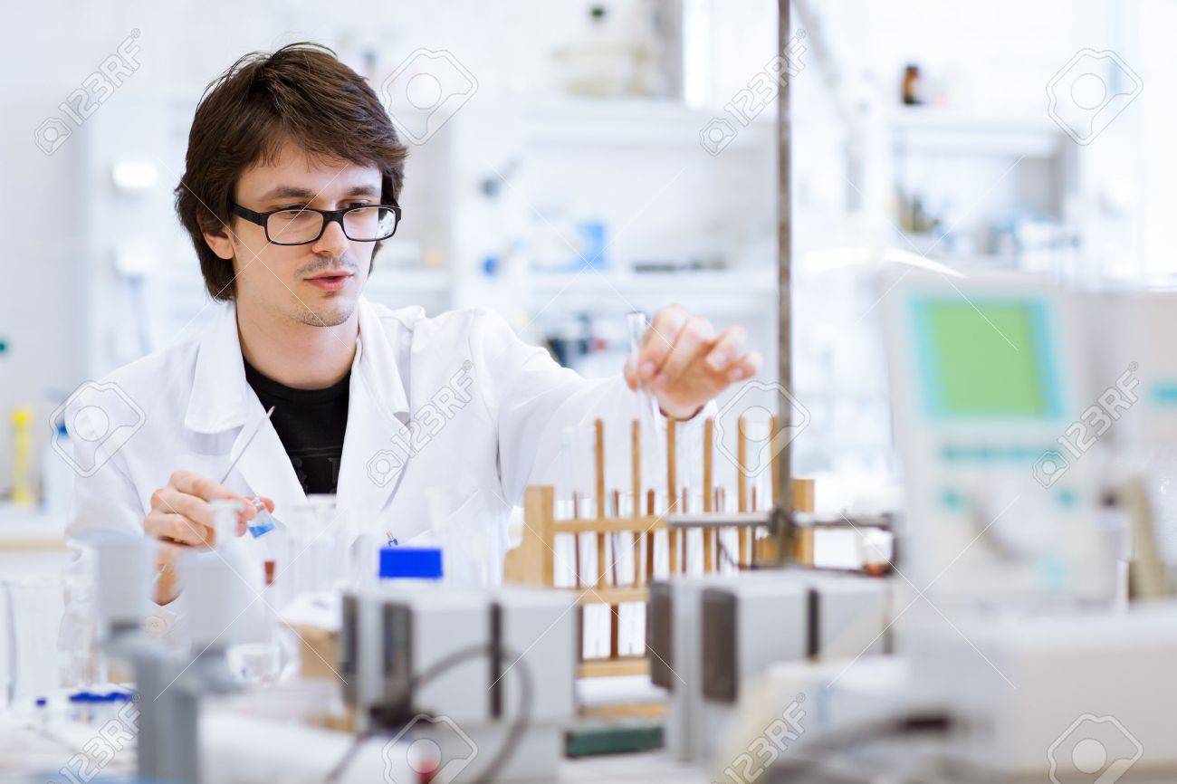 Young, Male Researcher/chemistry Student Carrying Out Scientific Research  In A Lab (shallow DOF; Color Toned Image) Stock Photo, Picture And Royalty  Free Image. Image 10895244.