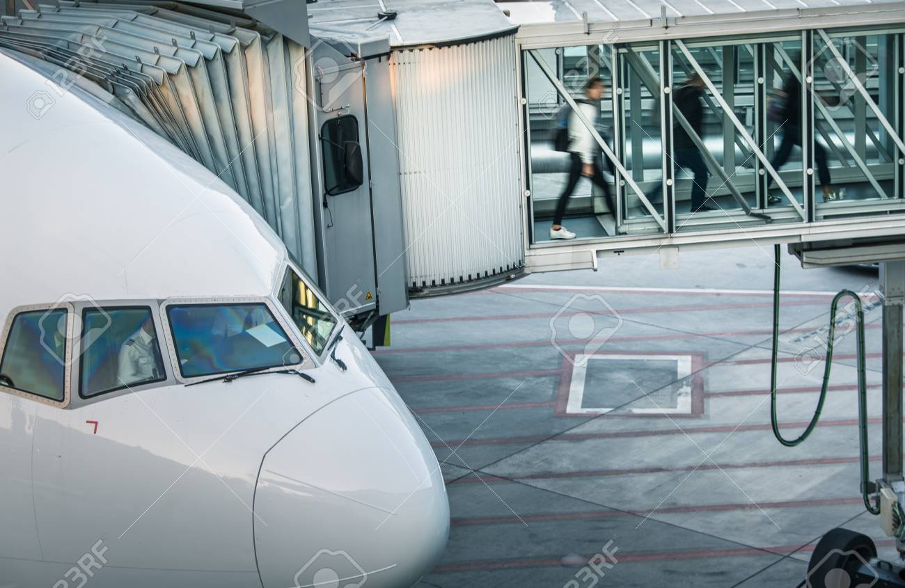 Aircraft With Passage Corridor Tunnel Being Prepared For Departure Stock Photo Picture And Royalty Free Image Image 69060200