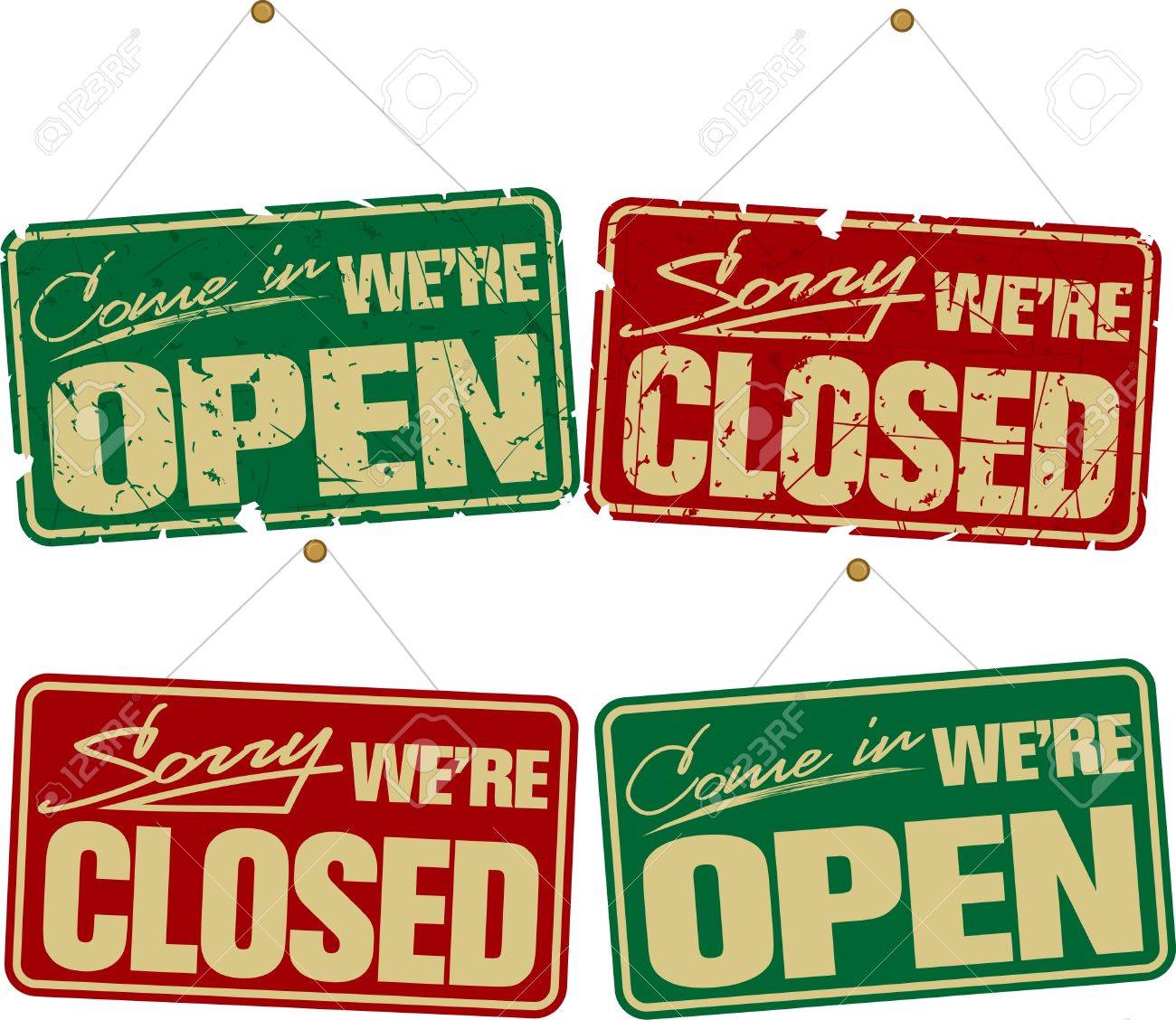 open and closed signs illustration royalty free cliparts vectors