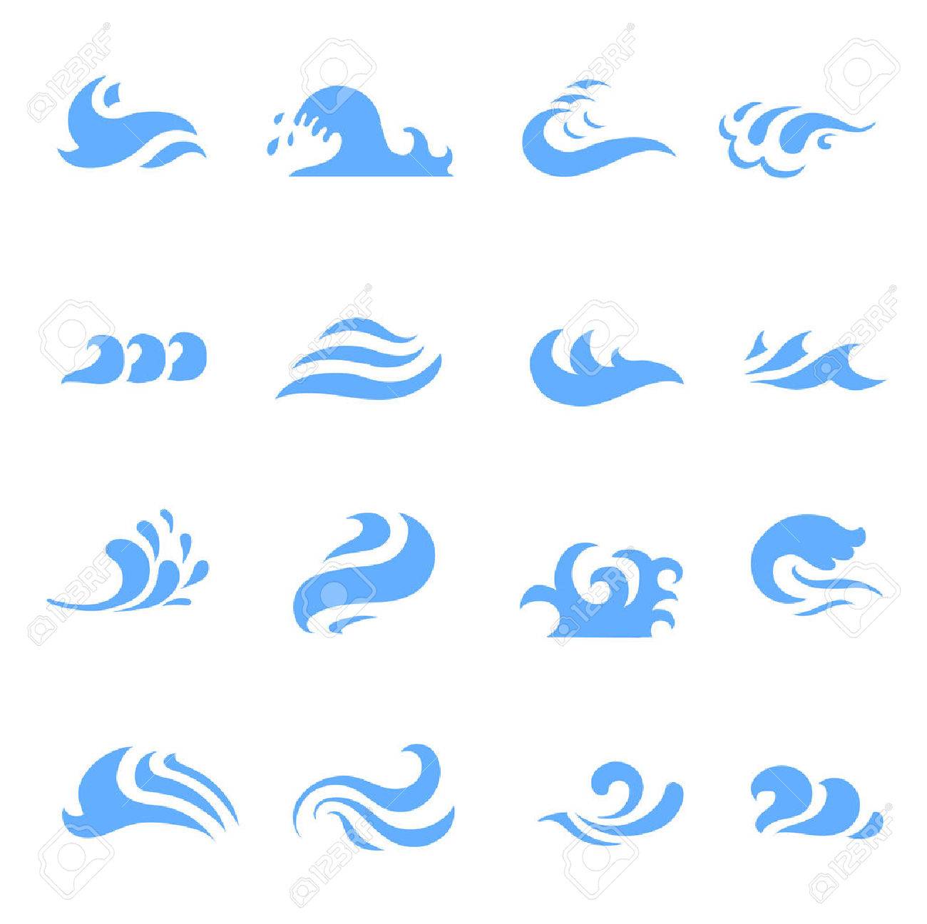 孤立した白い背景の上の波のシンボルのセットのイラスト のイラスト素材 ベクタ Image