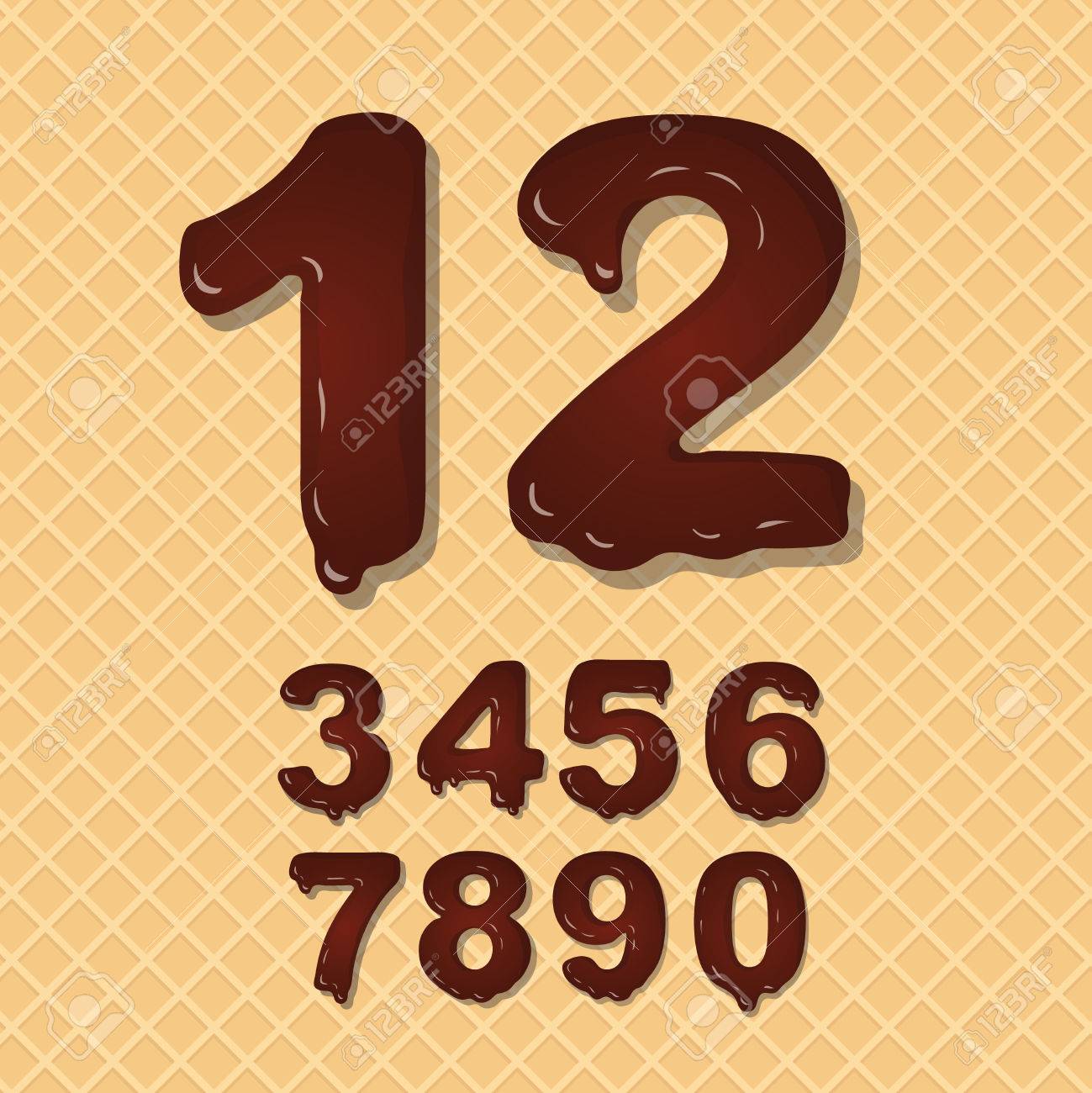 数字フォントをセットのチョコレート数ベクトルのセット のイラスト素材 ベクタ Image
