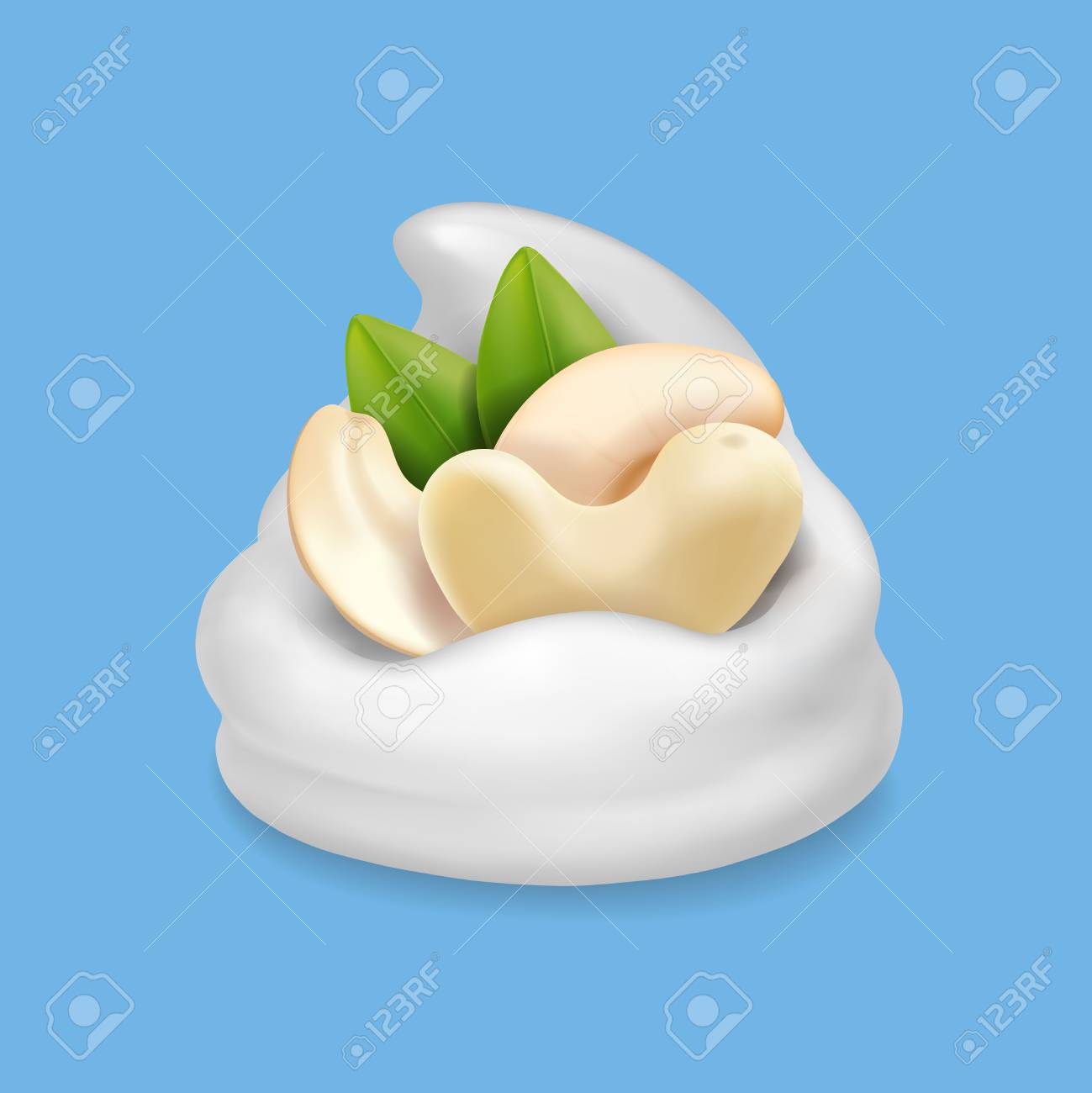 アイスクリームやホイップクリーム現実的なベクトルでカシューナッツ のイラスト素材 ベクタ Image
