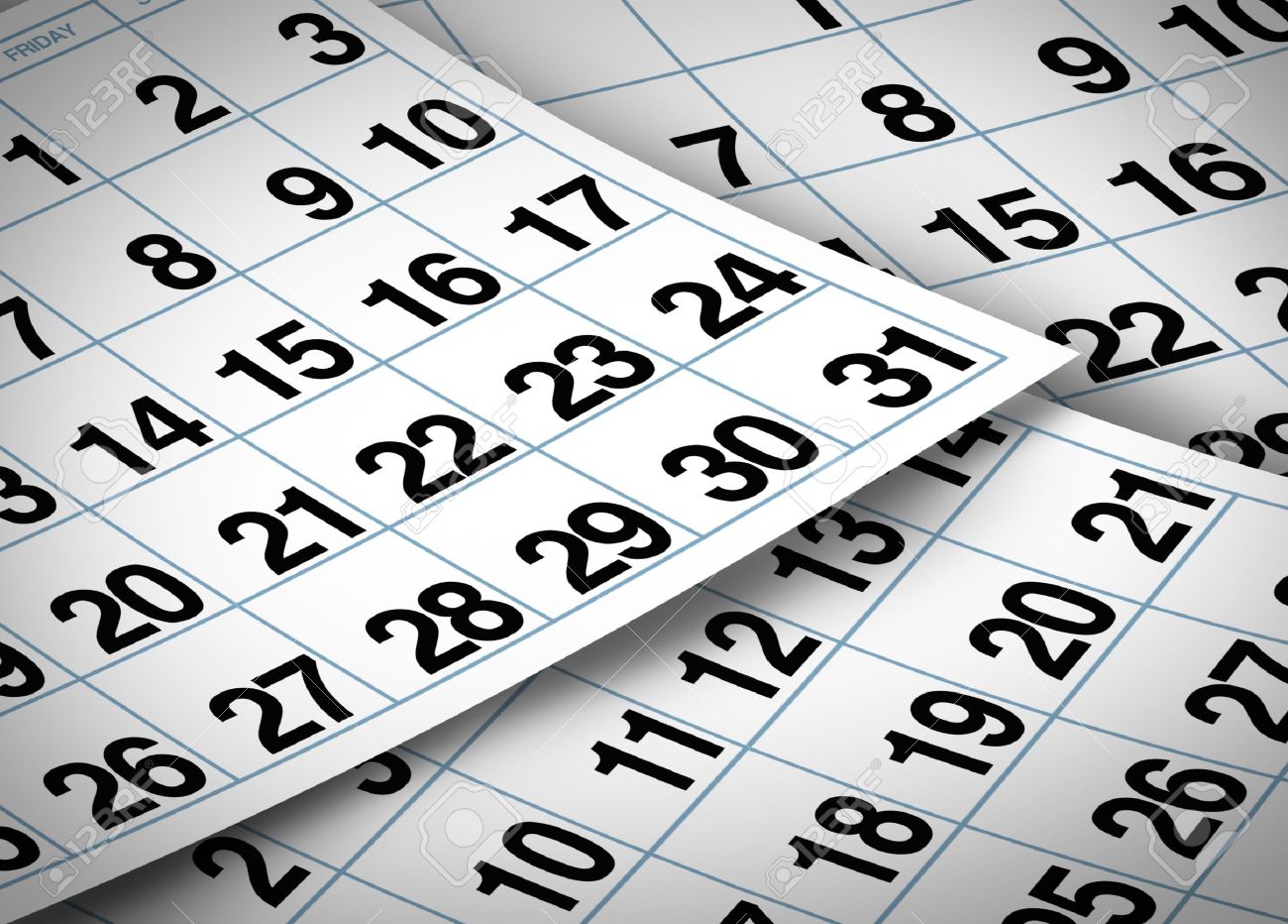 calendar pages representing time and important dates in a month calender pages