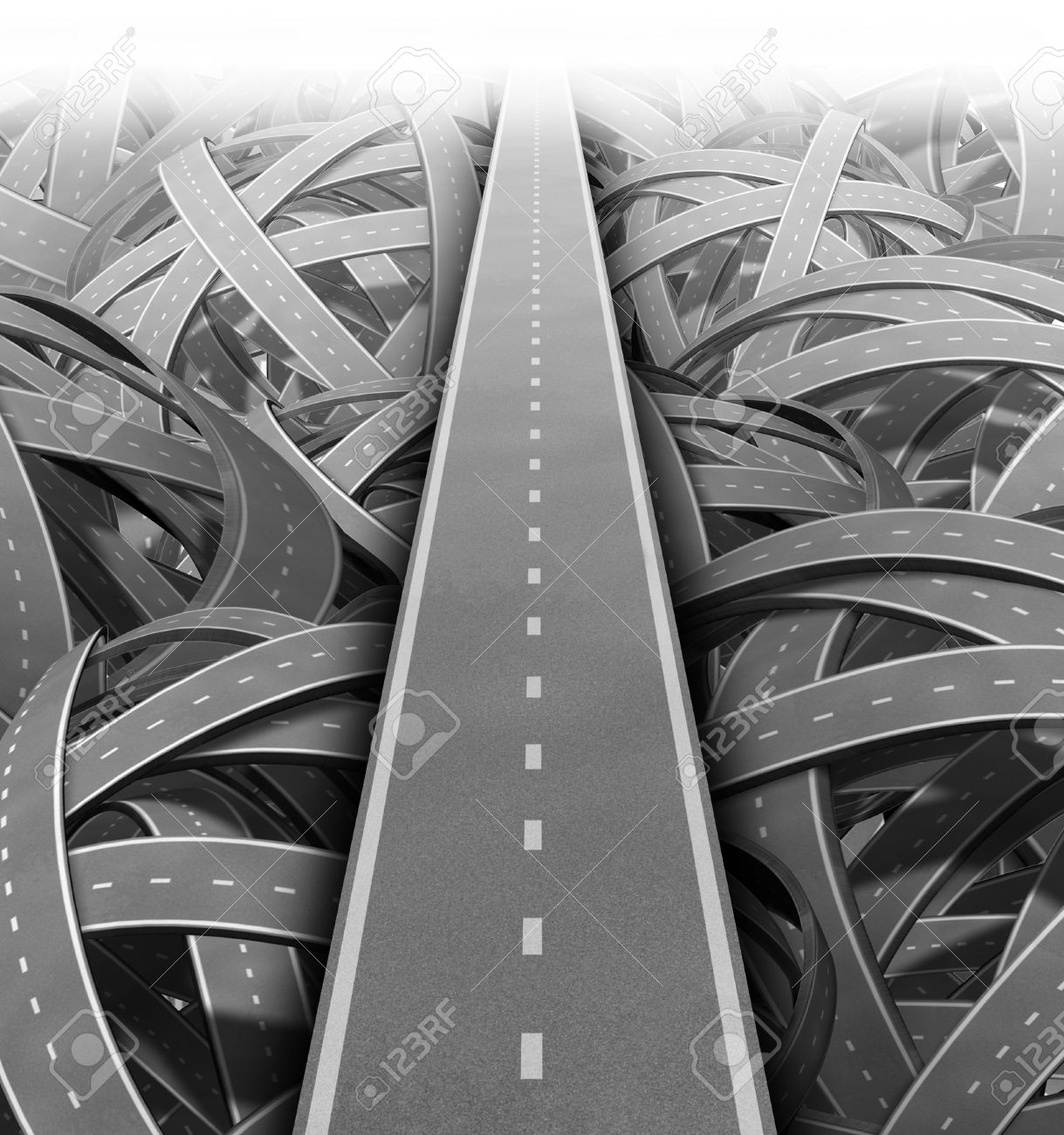 Cut through the mess for Solutions and success with clear vision and strategy due to careful planning and management building a road bridge over a maze of tangled mess of roads and highways cutting through the confusion and succeeding in business and life - 11359737 Cut through the mess for Solutions and success with clear vision and strategy due to careful planning and management building a road bridge over a maze of tangled mess of roads and highways cutting through the confusion and succeeding in business and life - 11359737