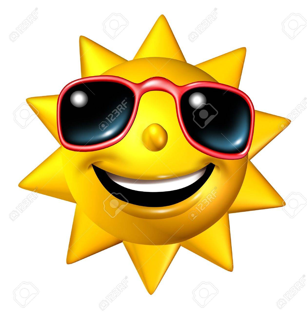Happy Smiling Summer Sun Character With Sunglasses In A Frontal Stock Photo Picture And Royalty Free Image Image 13983367