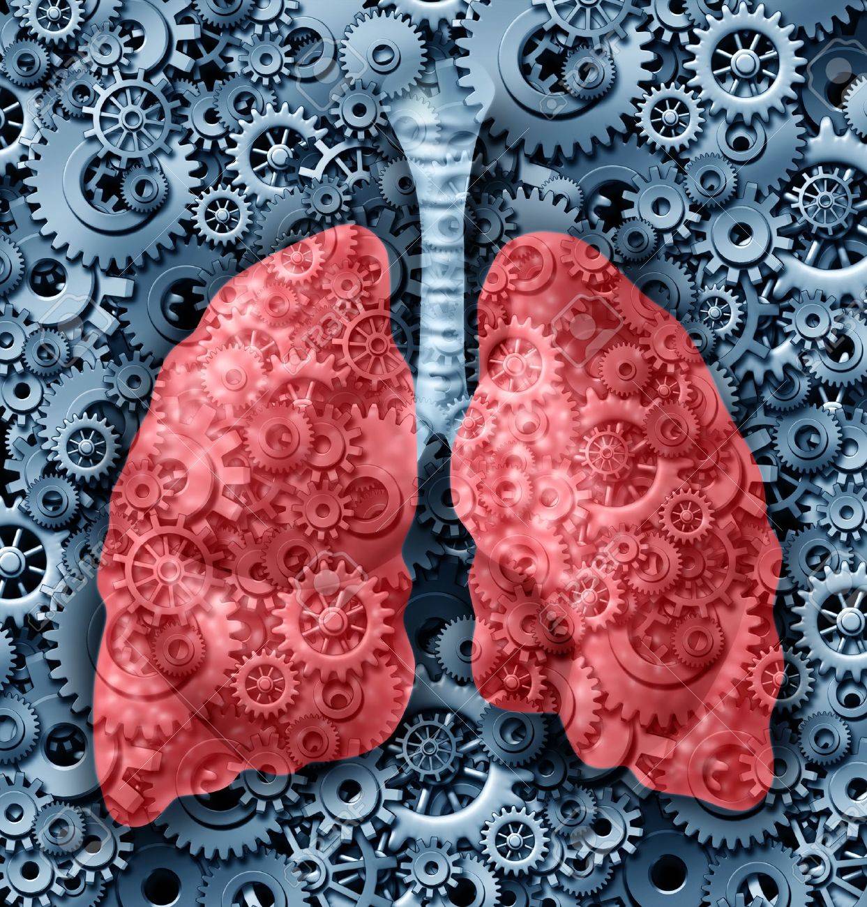 人間の肺健康医療シンボル歯車と歯車接続一緒に健康な肺の臓器と解剖学の機能を表す呼吸酸素 の写真素材 画像素材 Image