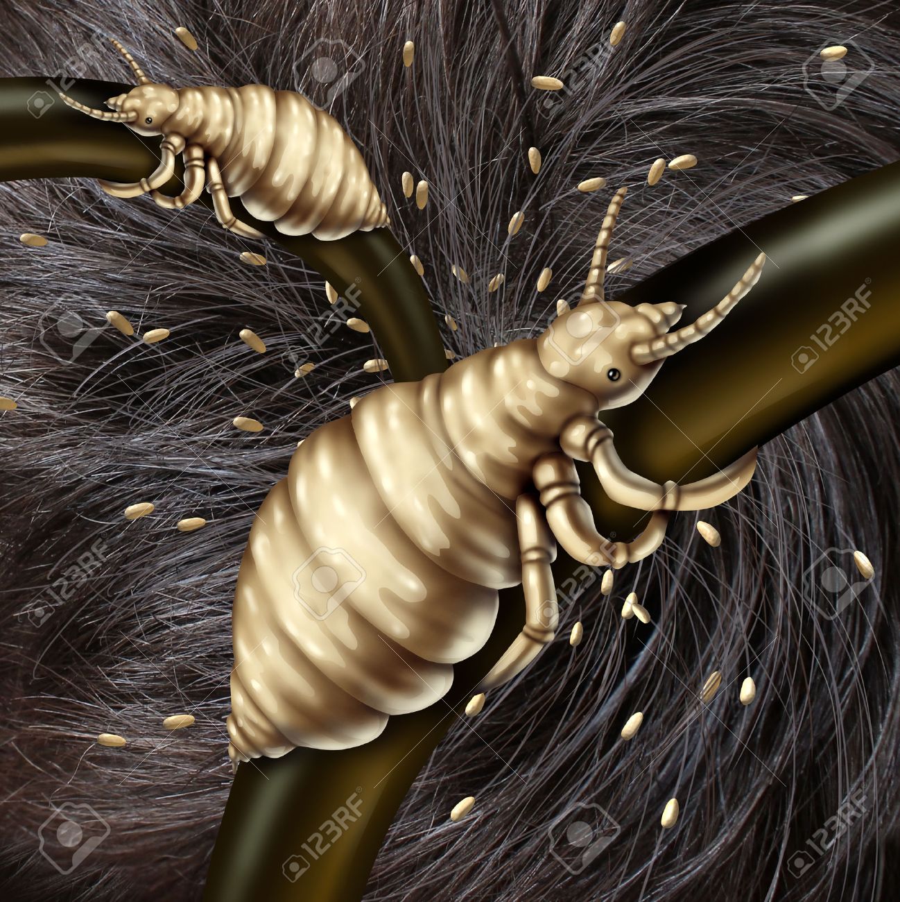 Lice In Hair Problem As A Medical Concept With A Macro Close
